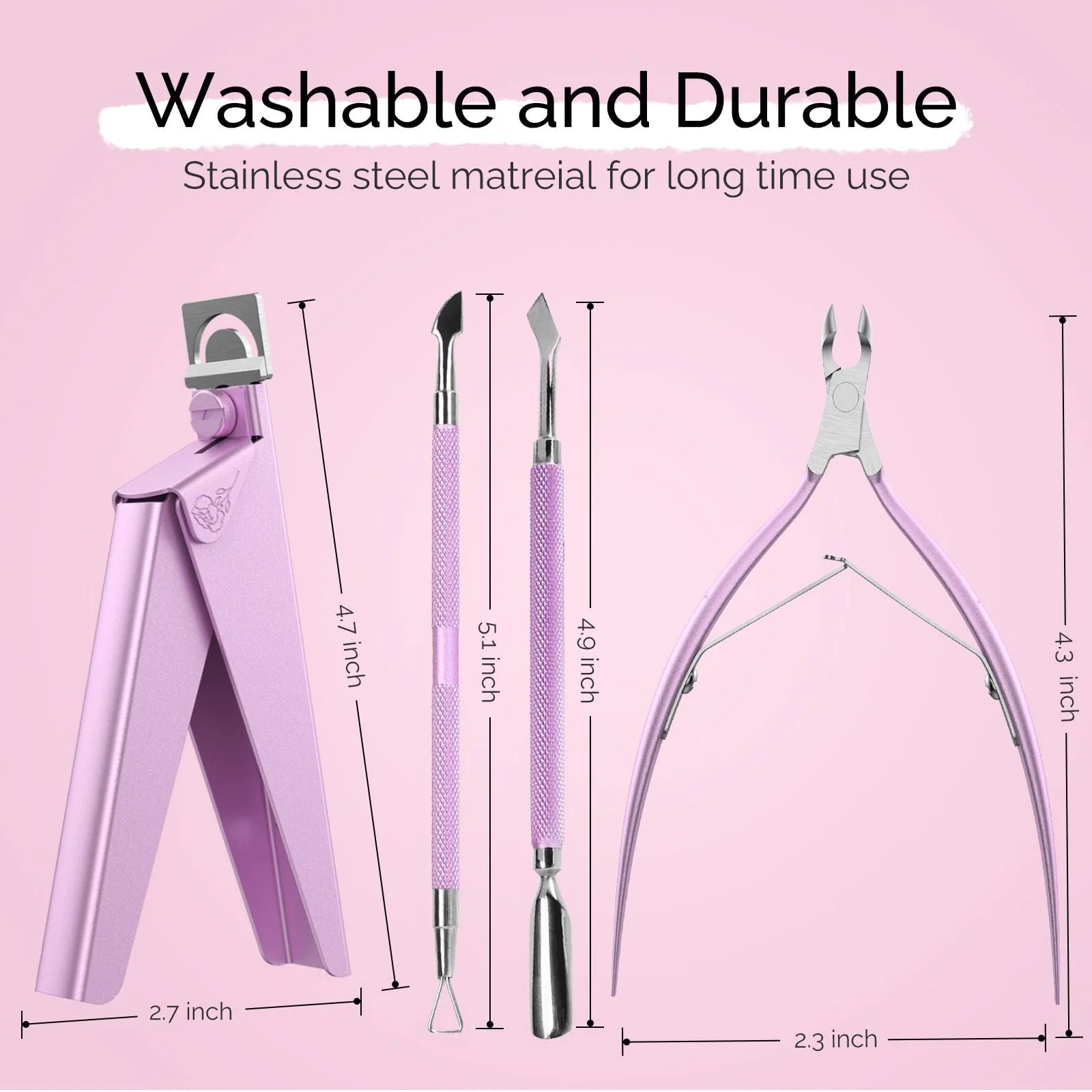 Acrylic Nail Clipper 4 in 1 Kit Pink
