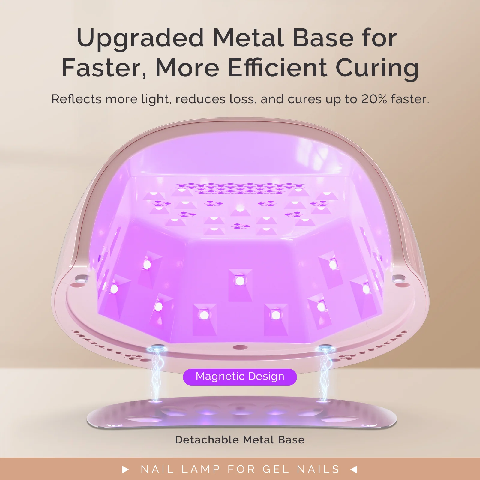 New Upgraded P-PLUS30GT Rechargeable Cordless UV/LED Nail Lamp in Pink