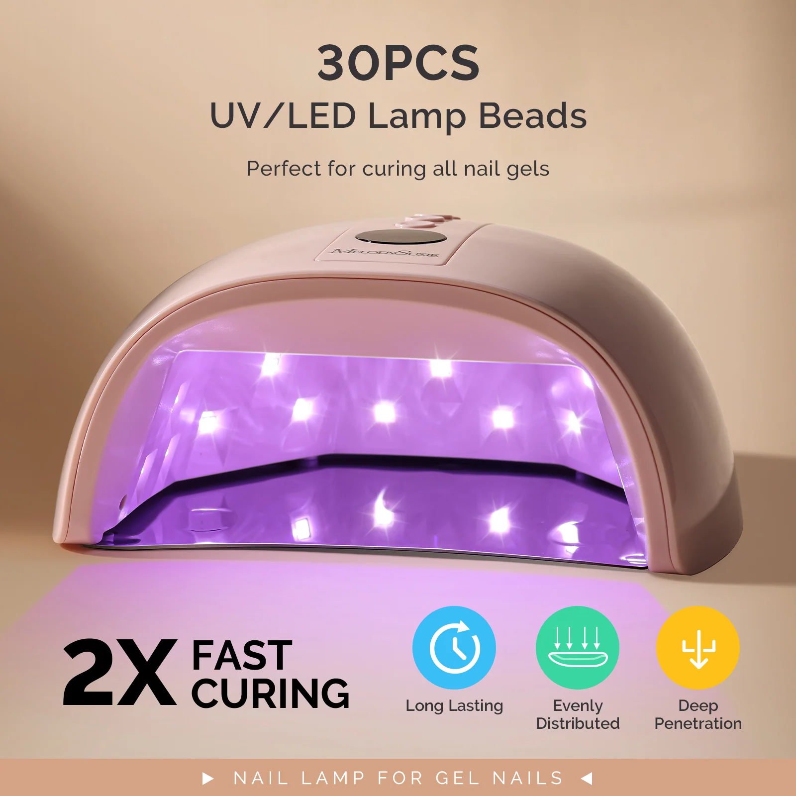 New Upgraded P-PLUS30GT Rechargeable Cordless UV/LED Nail Lamp in Pink