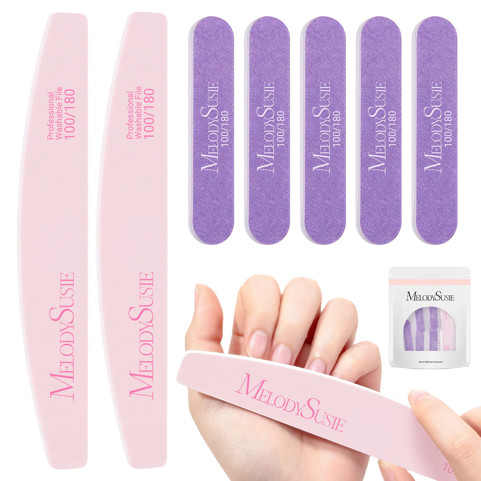 MelodySusie Dual-Sided Nail Files and Buffers Set, 6 Pieces