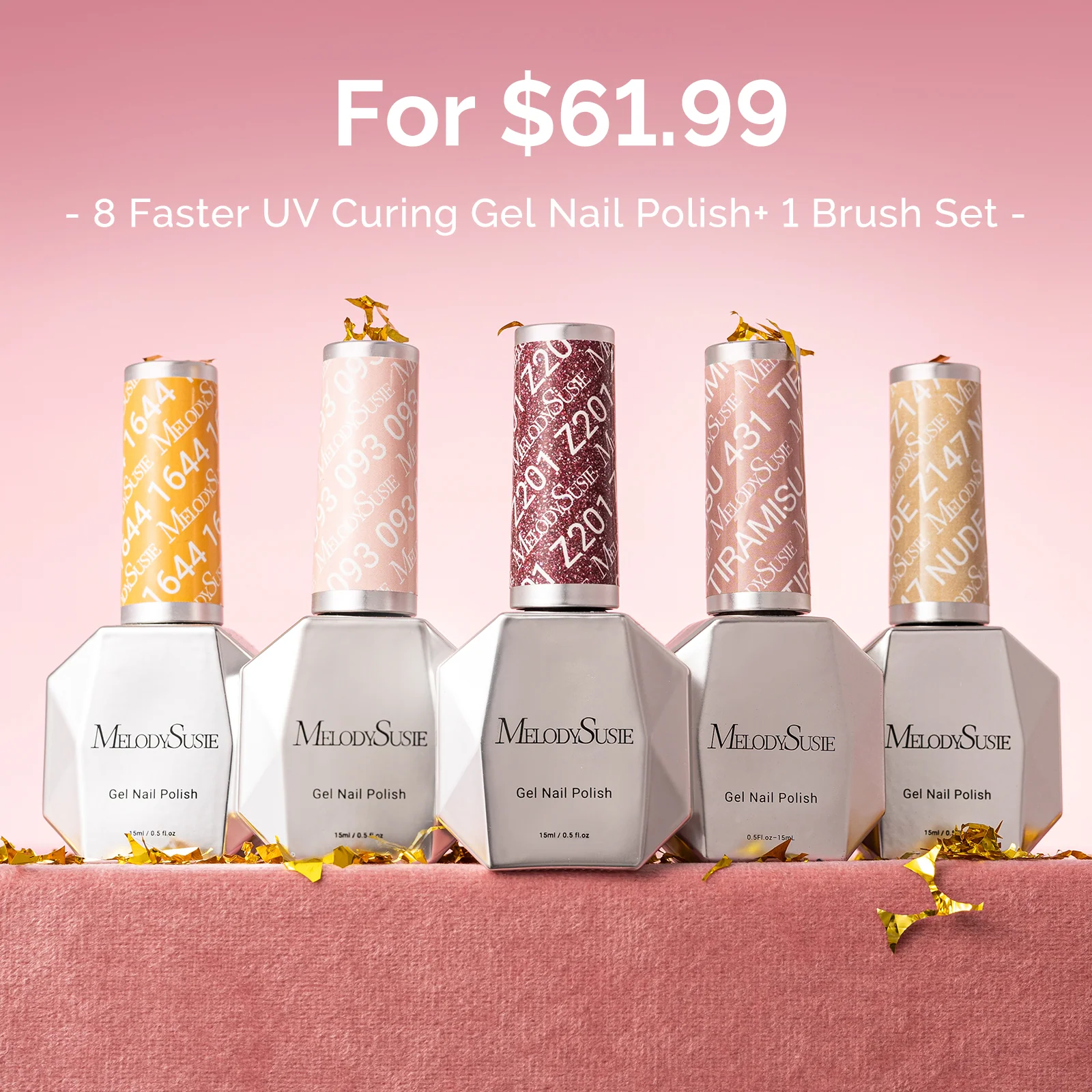 Custom UV Gel Nail Polish Bundle with Any 8 Colors and Brush Set
