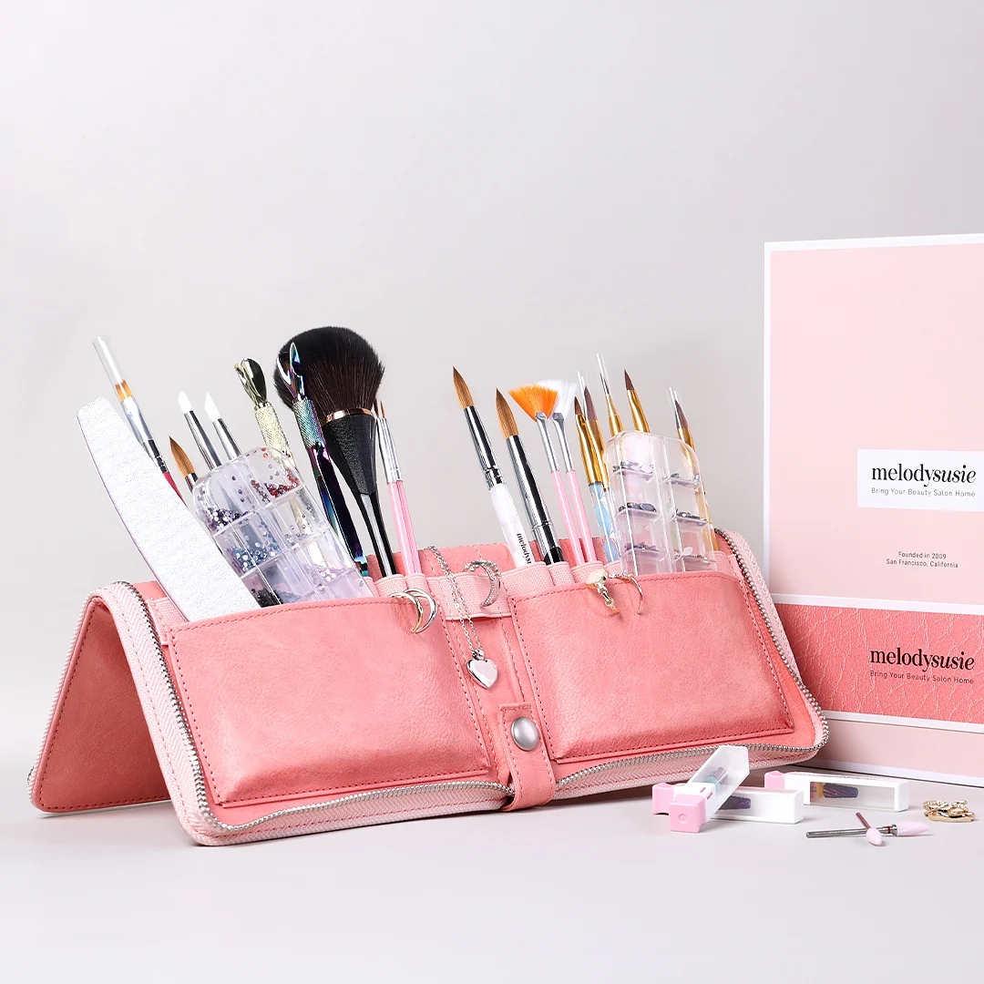 Nail Brush Storage Bag for 18 Brushes in PU Leather