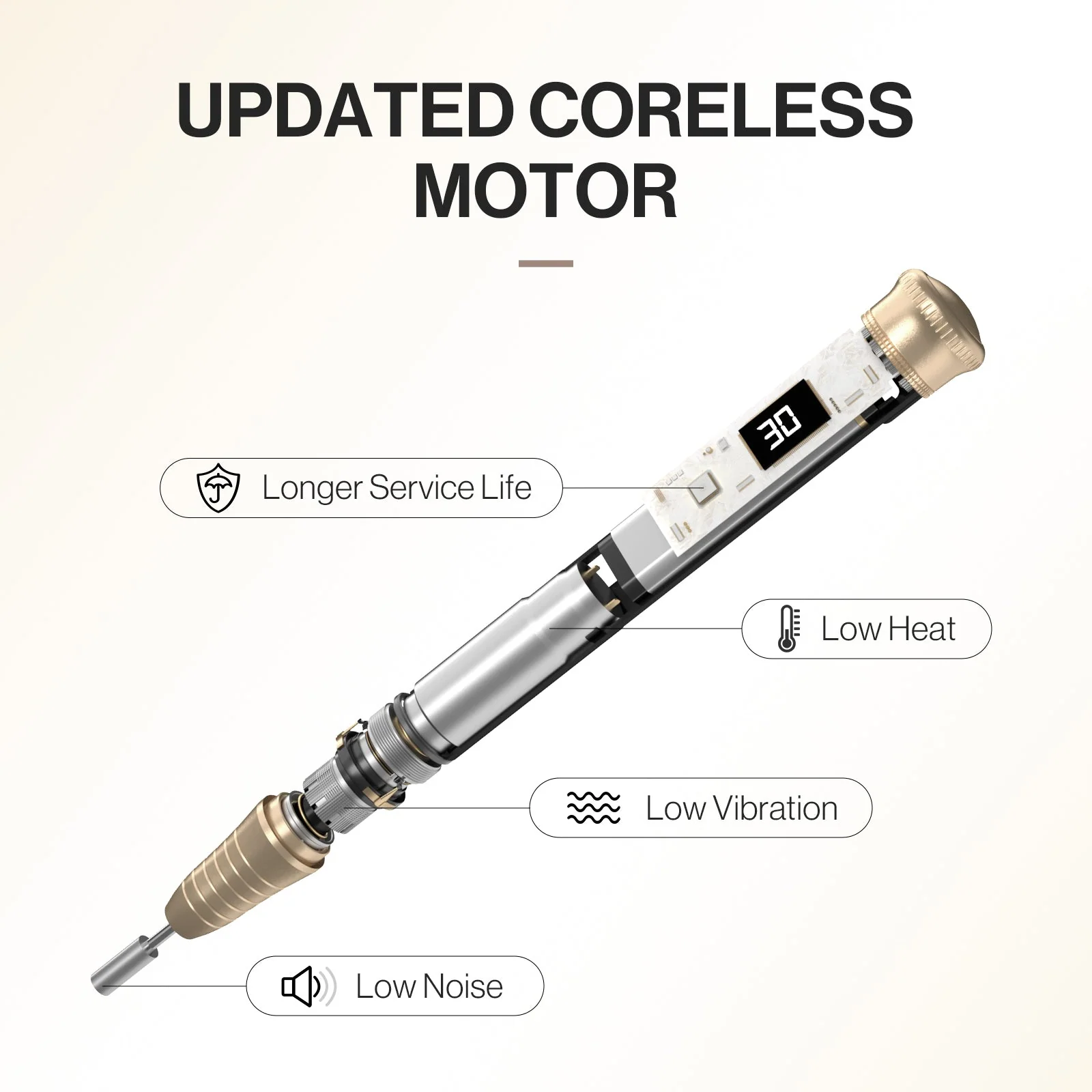 SP1(SM220E) Pen-Shaped Rechargeable Nail Drill 30,000RPM - Beginner Set
