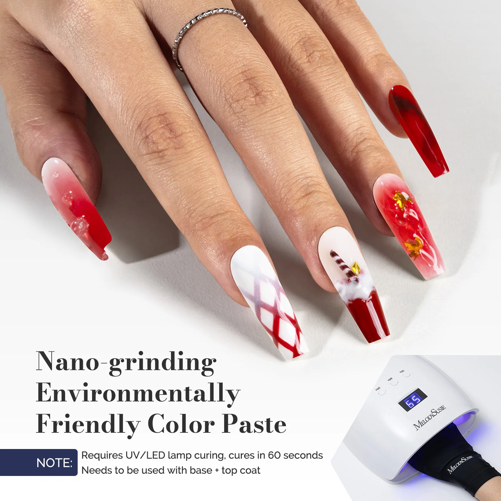 LED/UV Nail Lamps & Nail Drill Bits | MelodySusie HEMA-Free & HPMA-Free & TPO-Free 甲油胶 2瓶 Rose Red&Bordeaux Red Brown-P02+P29