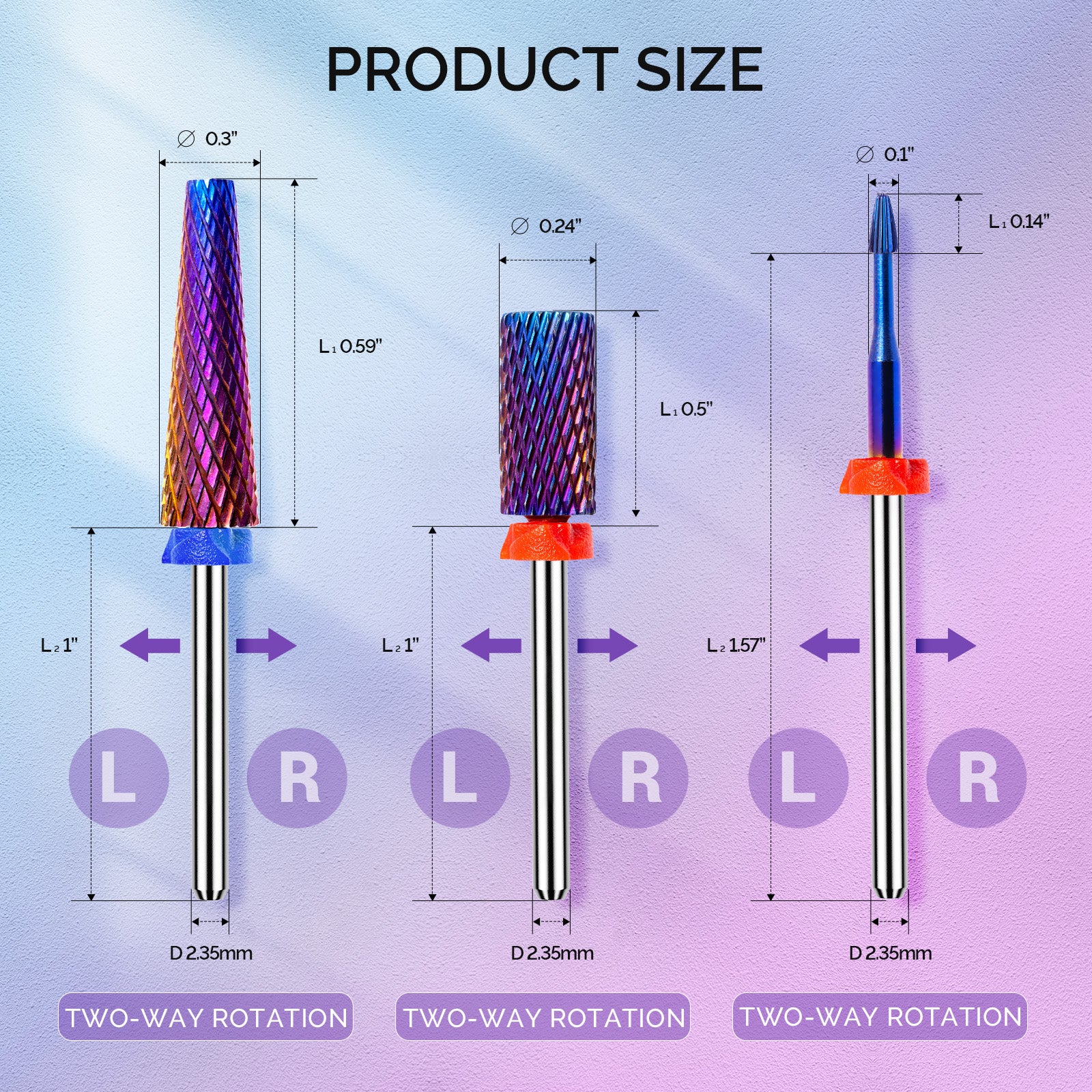 3Pcs Carbide Tungsten Nail Drill Bits Set for Electric Drills