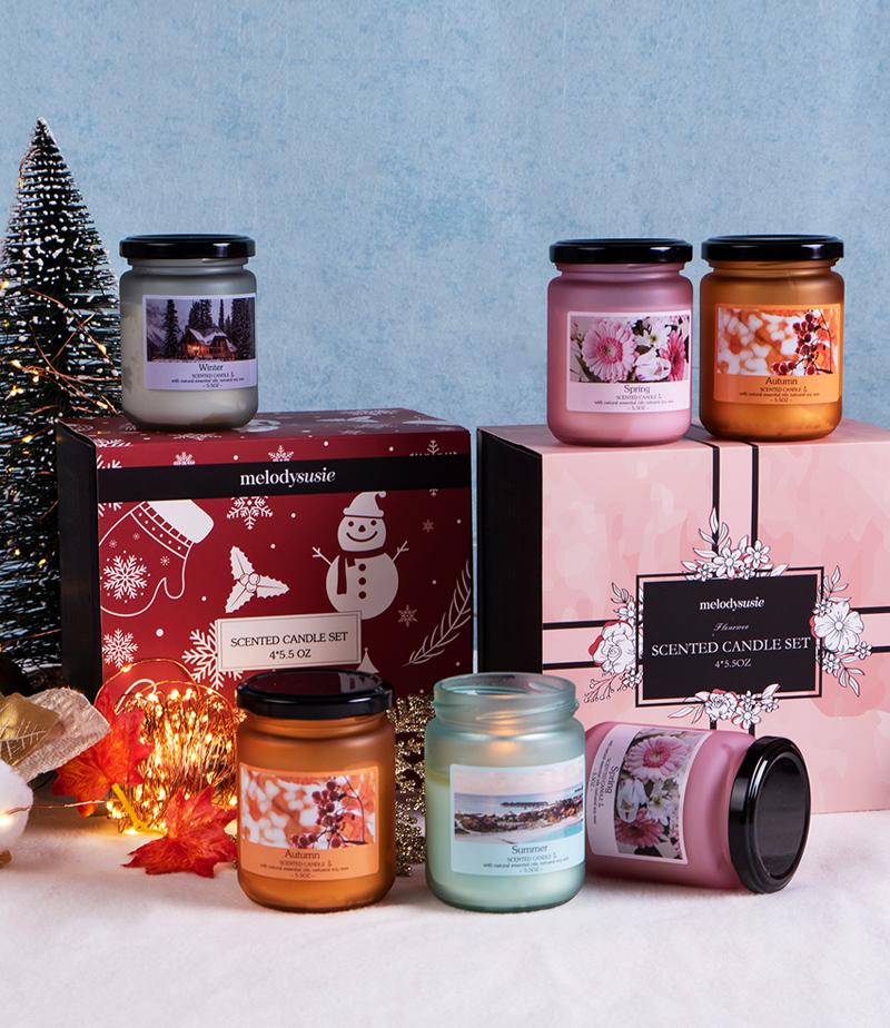 Melodysusie Holiday Scented Candle Gift Set for Seasonal Gifting