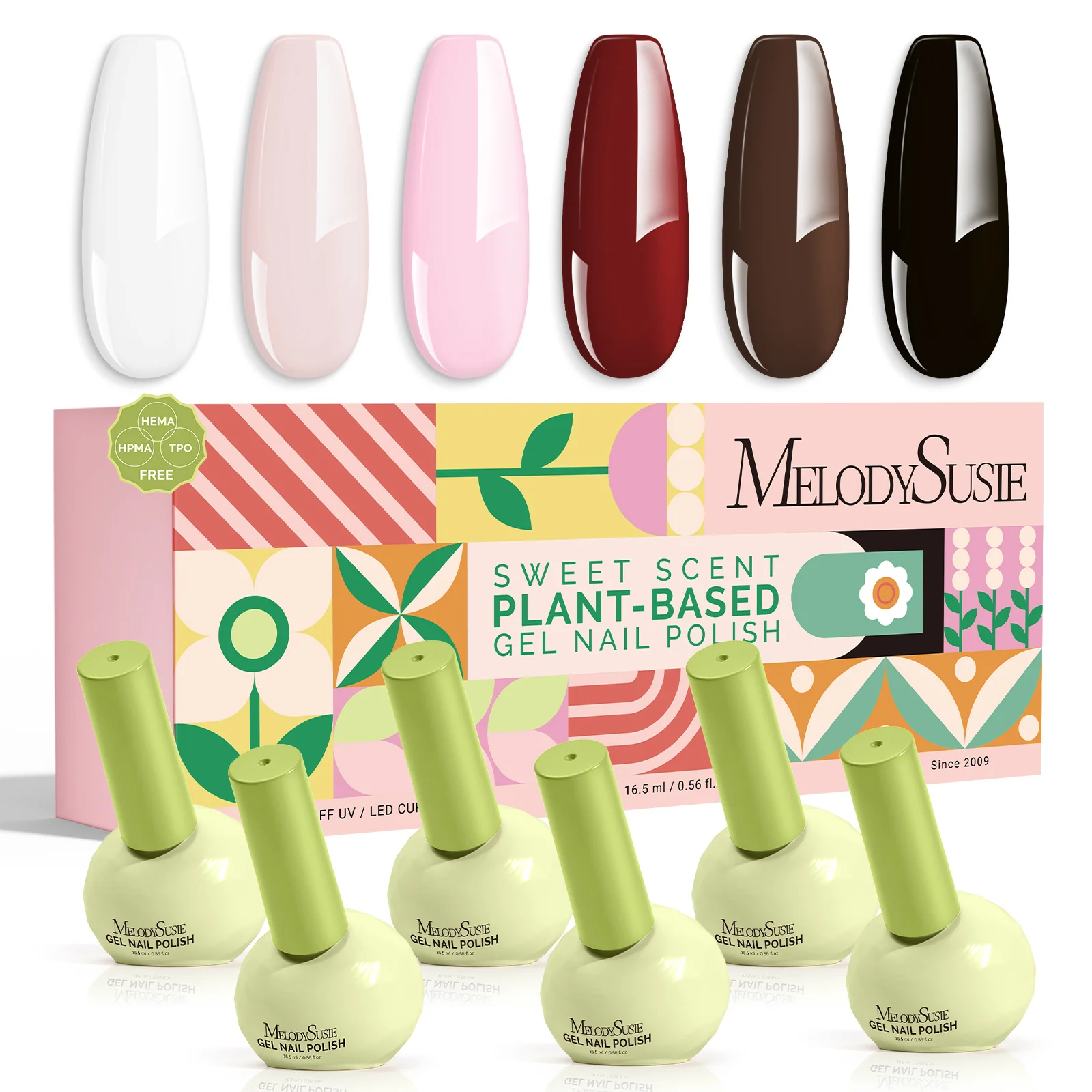 Melodysusie Crimberry Spark 6Pcs Scented Plant-Based Gel Polish Gift Set 16.5ml