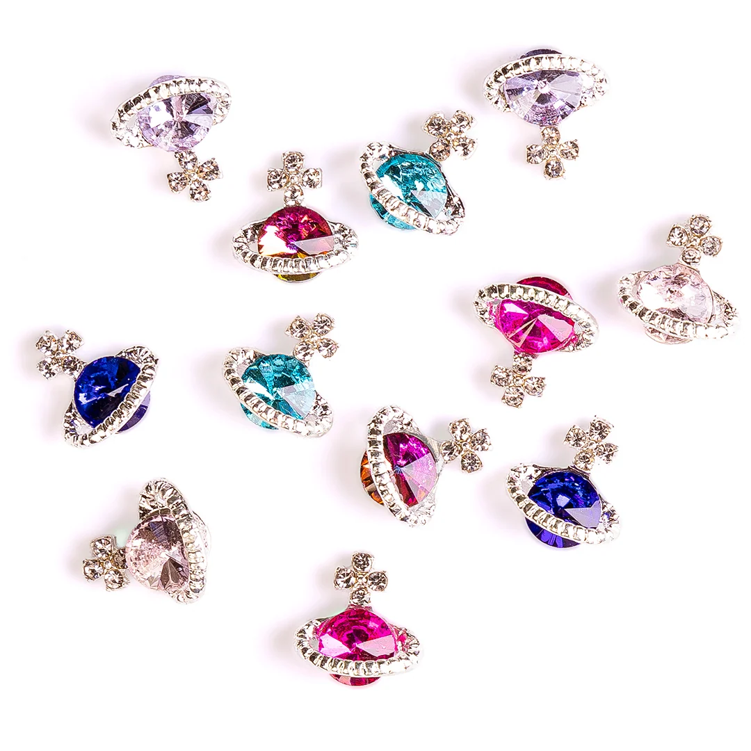 3D Saturn Shape Nail Rhinestones in 6 Colors