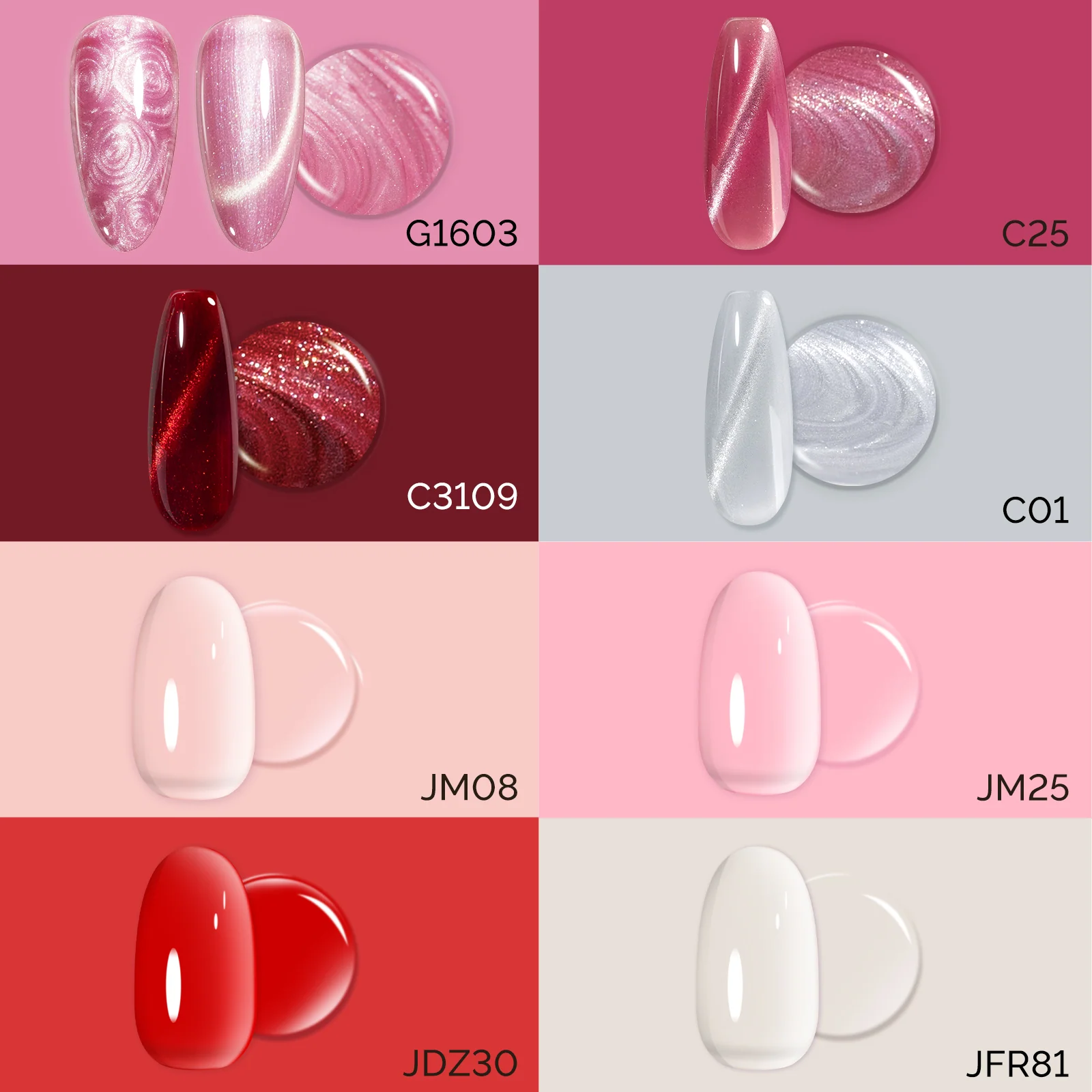 Valentine's Day Gel Nail Polish Love Sparkle Set - 8 Colors