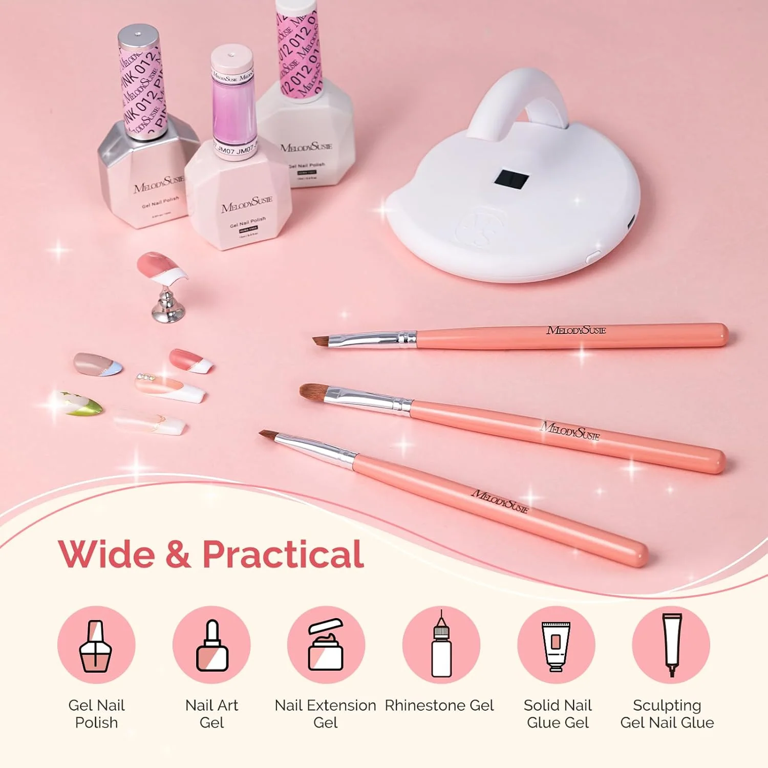 Nail Art Brushes Set 3Pcs in Orange