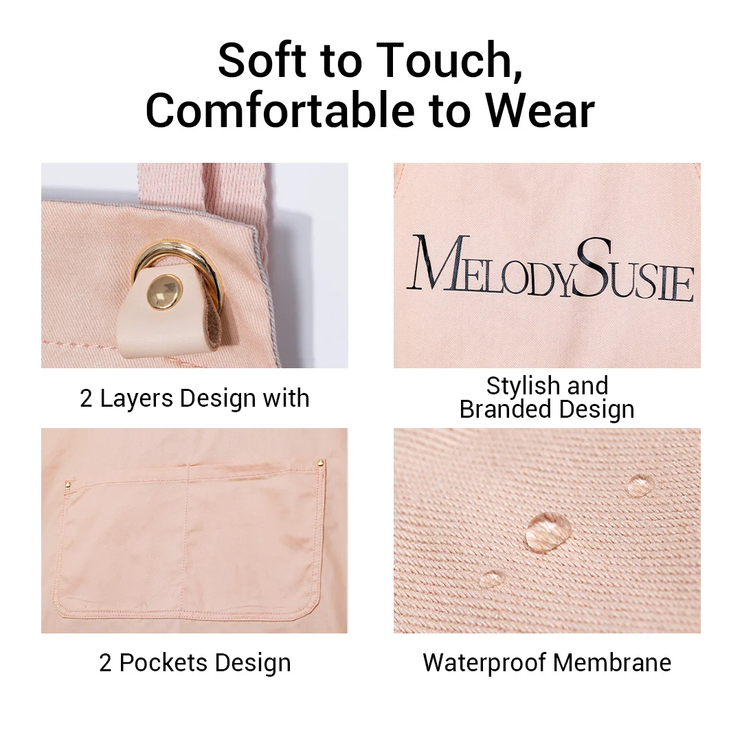 MelodySusie Pink Adjustable Apron with Two Pockets for Nail Work