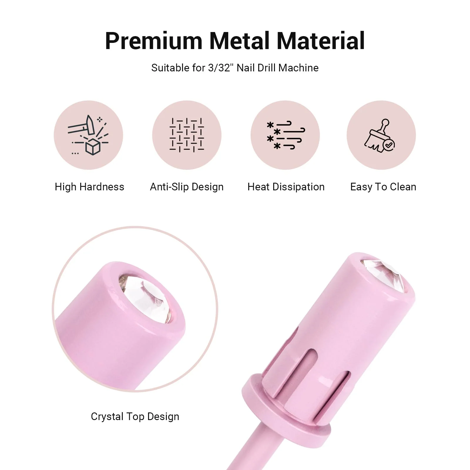 Crystal Top Barrel Shaped Mandrel Bit for 3/32 Inch Nail Drills