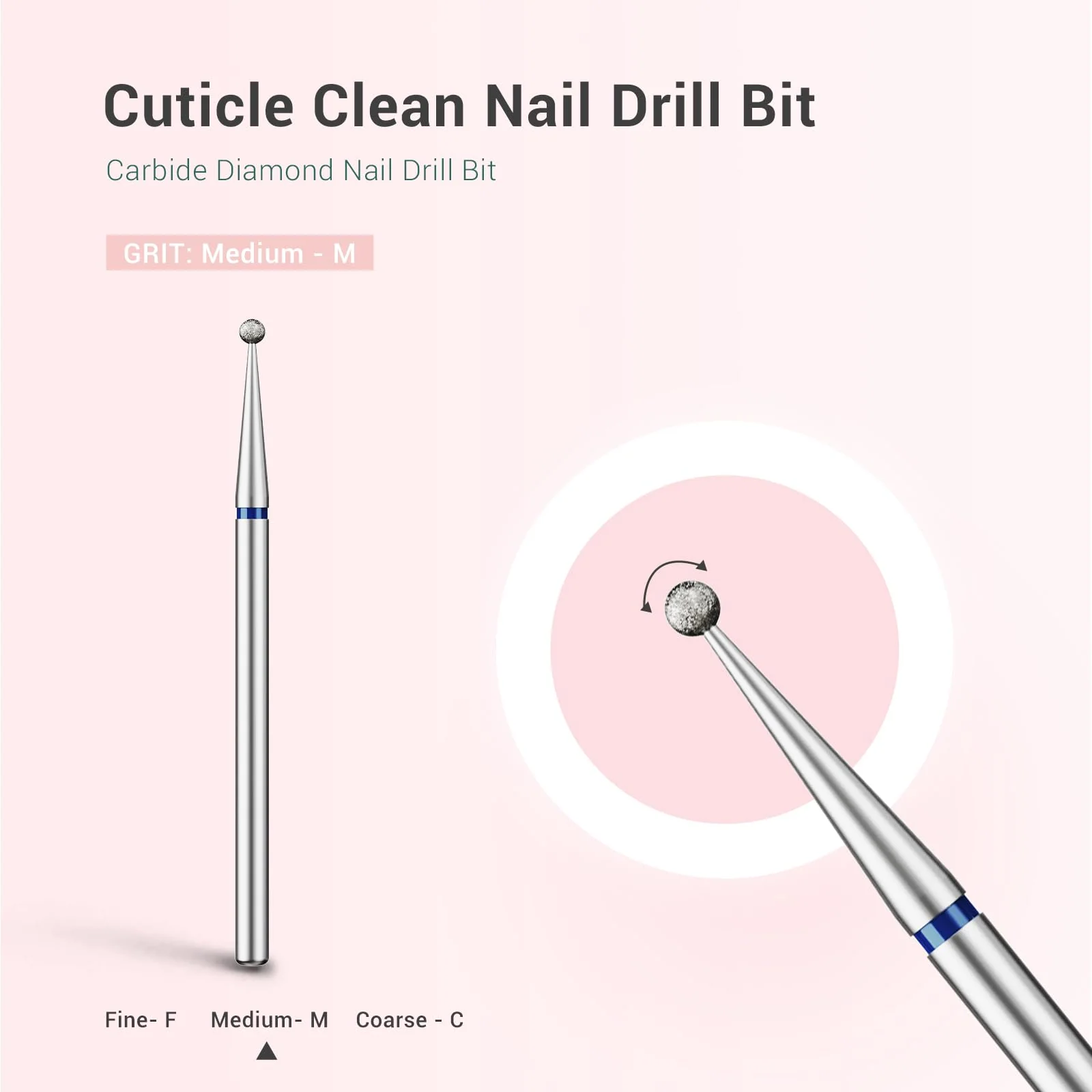 Ball Shape Carbide Diamond Cuticle Clean Nail Drill Bit