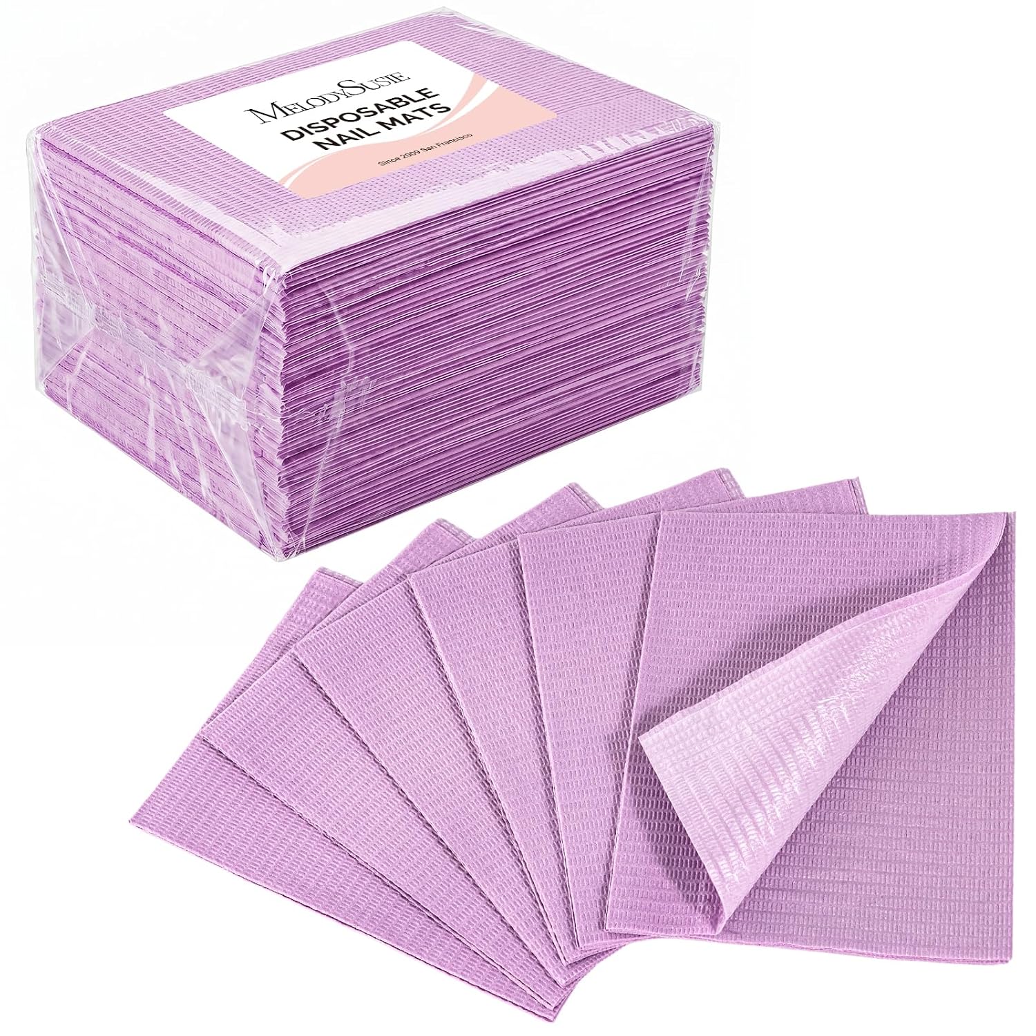 MelodySusie Disposable Nail Mats 3-Ply Absorbent Table Pads 50 Pcs