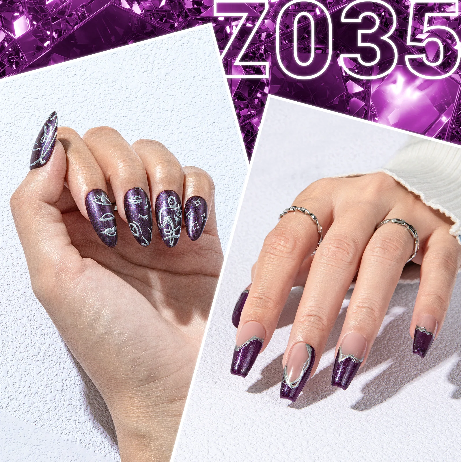 Z035 Universe Purple Glitter - TPO-Free Thick Gel Nail Polish(15ml)