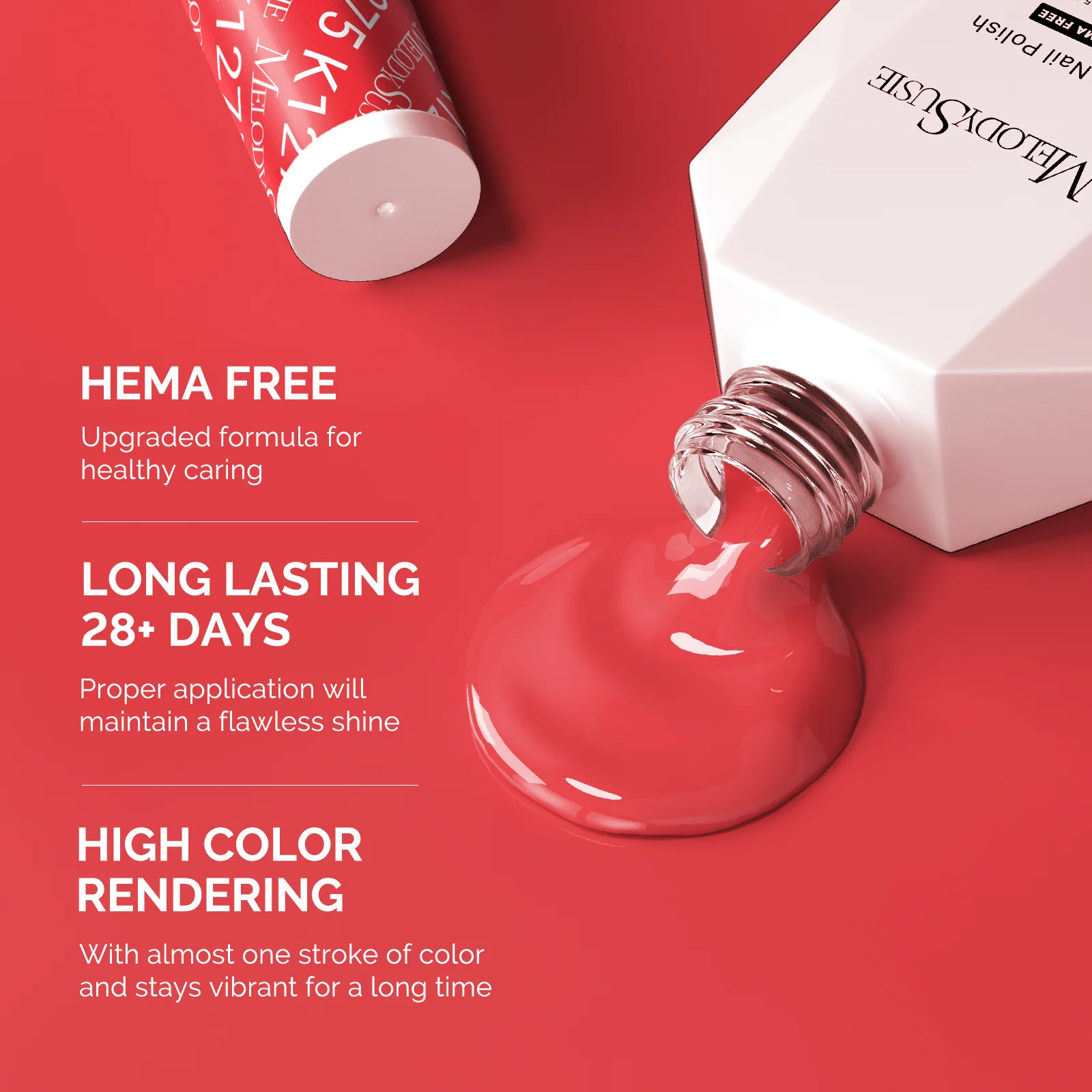 不含 HEMA 凝胶指甲油 0.5 fl oz/15ml 浓郁亮珊瑚红 K1275
