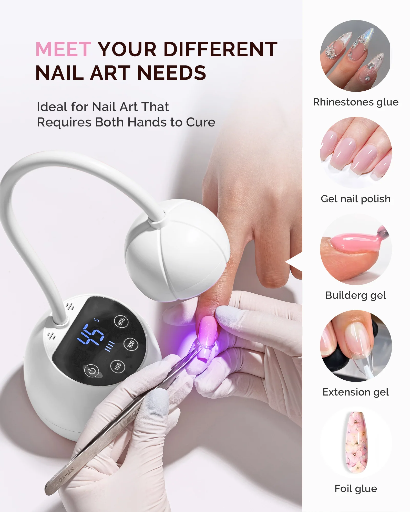 P-ArtM2 Gooseneck Cordless UV Nail Lamp in White