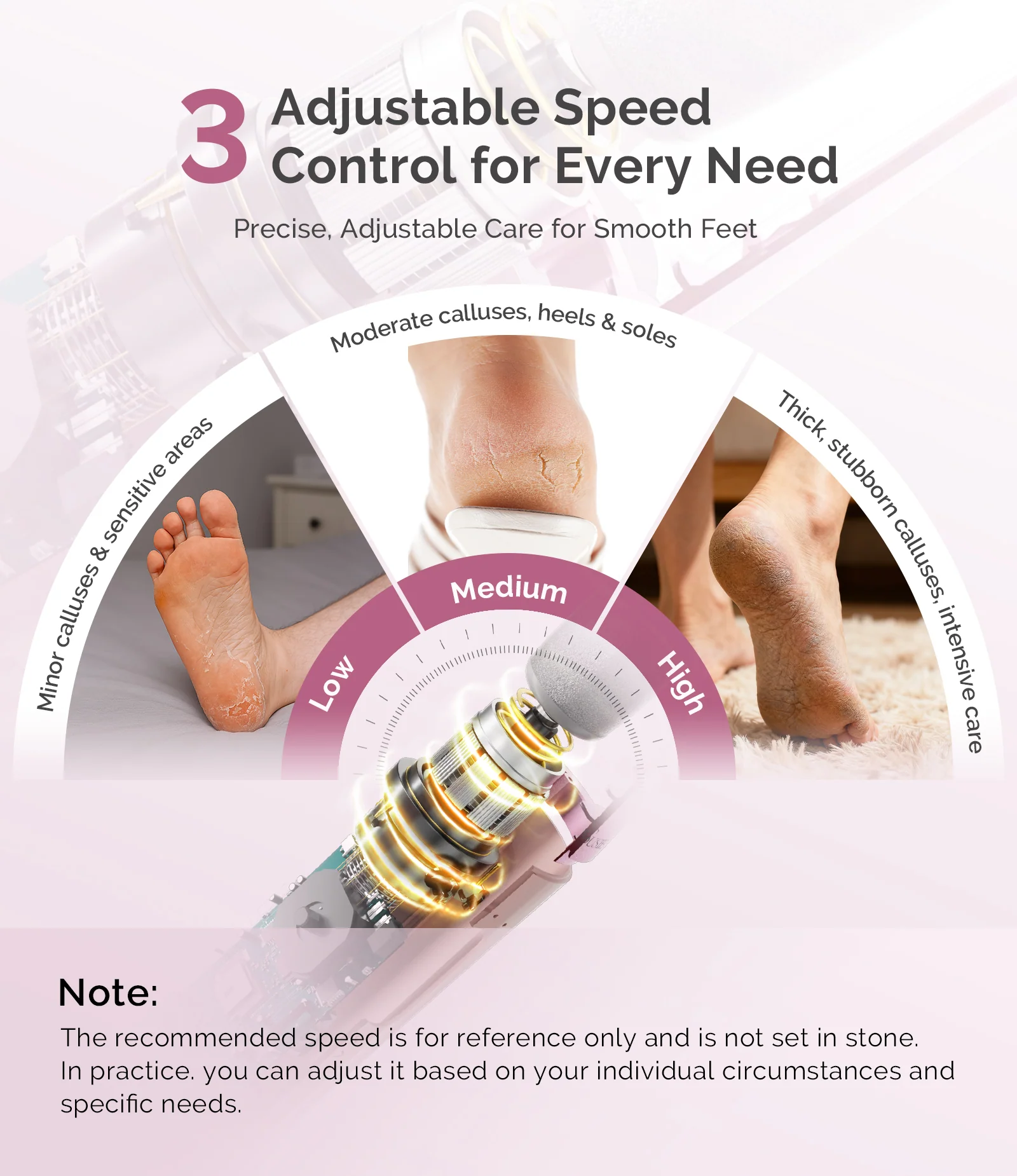 PC800G Rechargeable Feet Callus Remover in Pink Rose