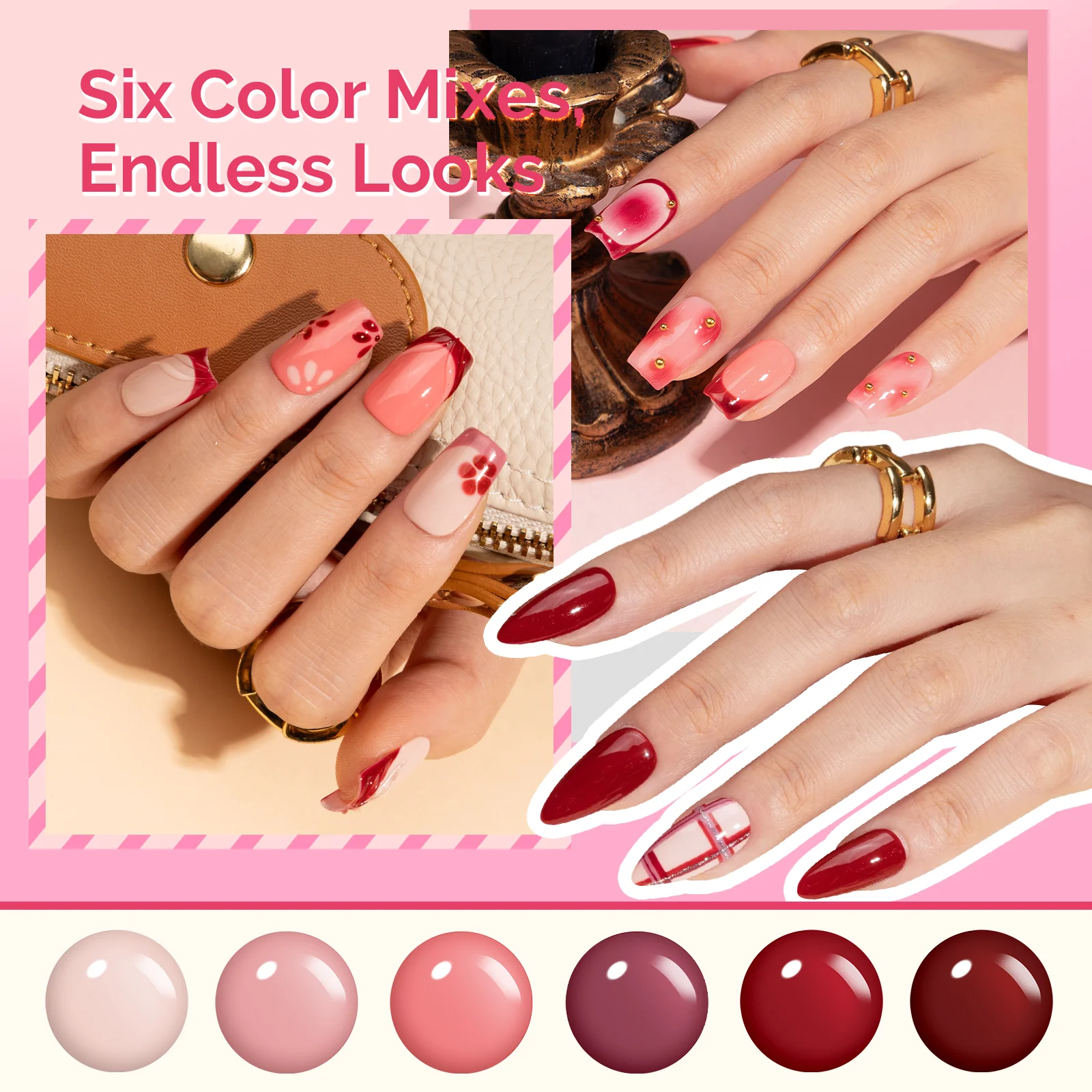 Melodysusie Crimberry Spark 6Pcs Scented Plant-Based Gel Polish Gift Set 16.5ml