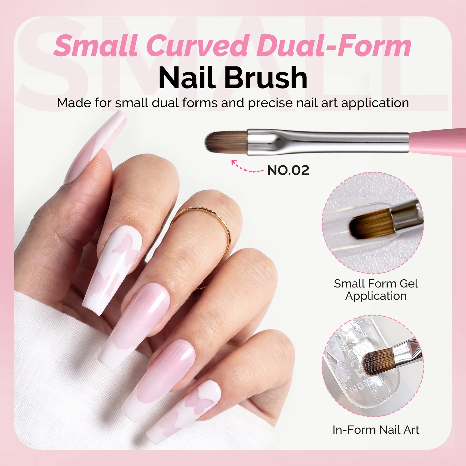3PCS Dual-Form Nail Extension Brush Set with Wood Handles