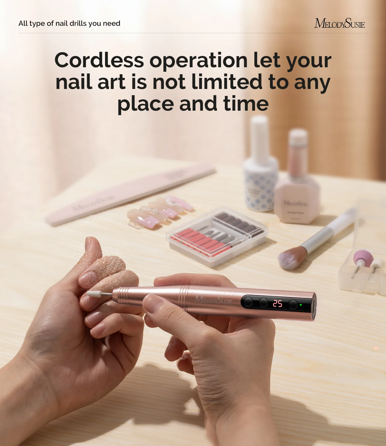 PC180F Pen-Shaped Rechargeable Nail Drill 25,000RPM - Gold