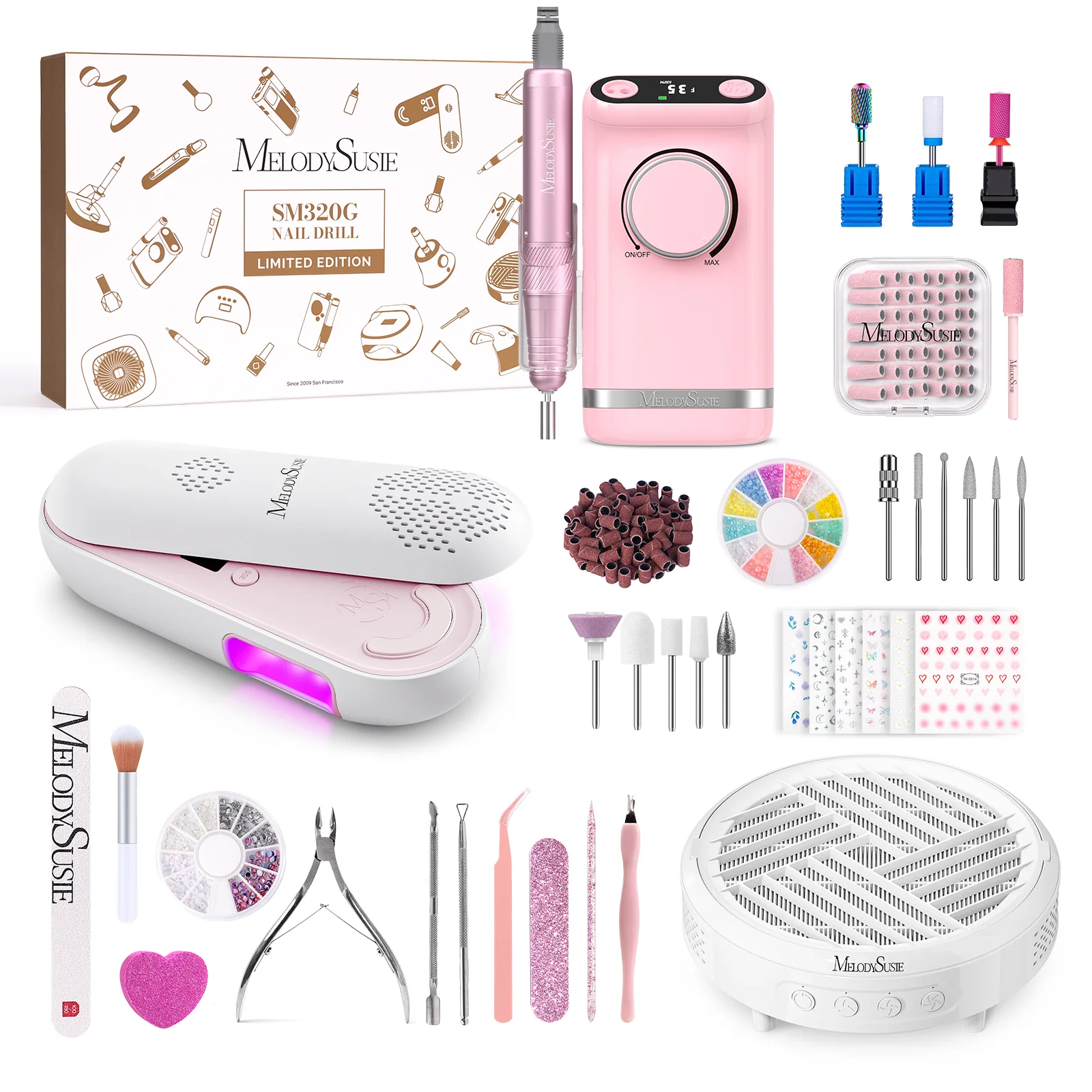 SM320G Rechargeable 35,000RPM Nail Drill Gift Box