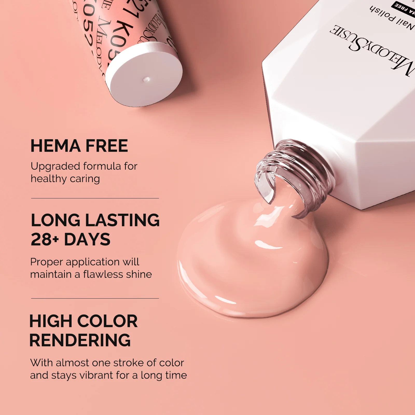 HEMA-Free Gel Nail Polish 0.5 fl oz/15ml in Thick Light Orange Pink K0521