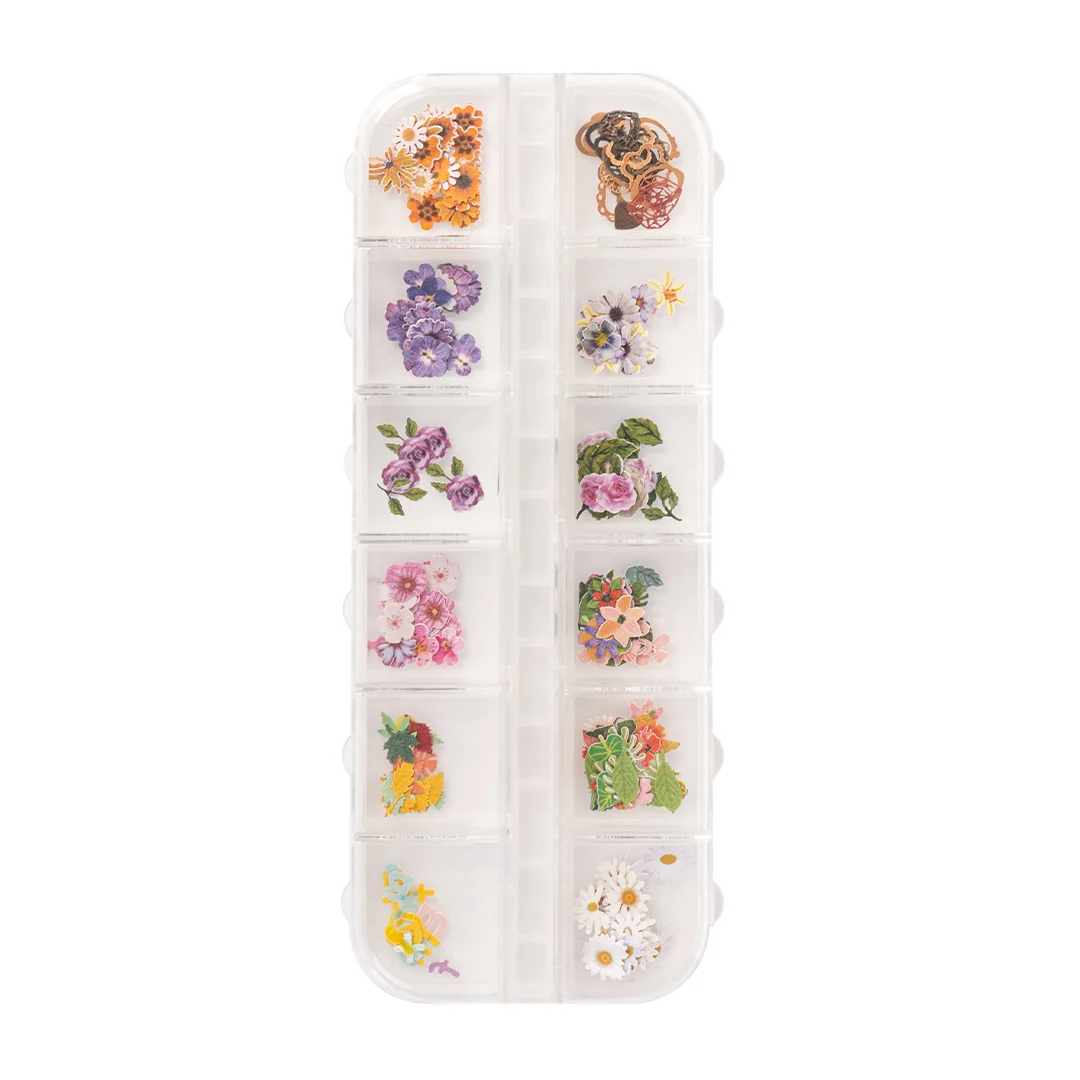 Special Colorful Flower Nail Accessories, 12 Shapes