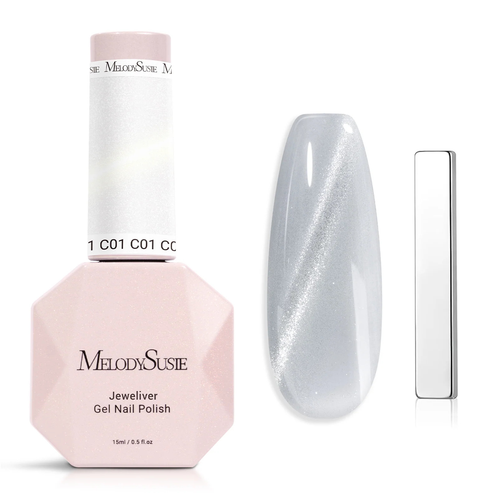 Jeweliver Cat Eye Gel Nail Polish 0.5 fl oz/15ml - Moonlit Silver C01
