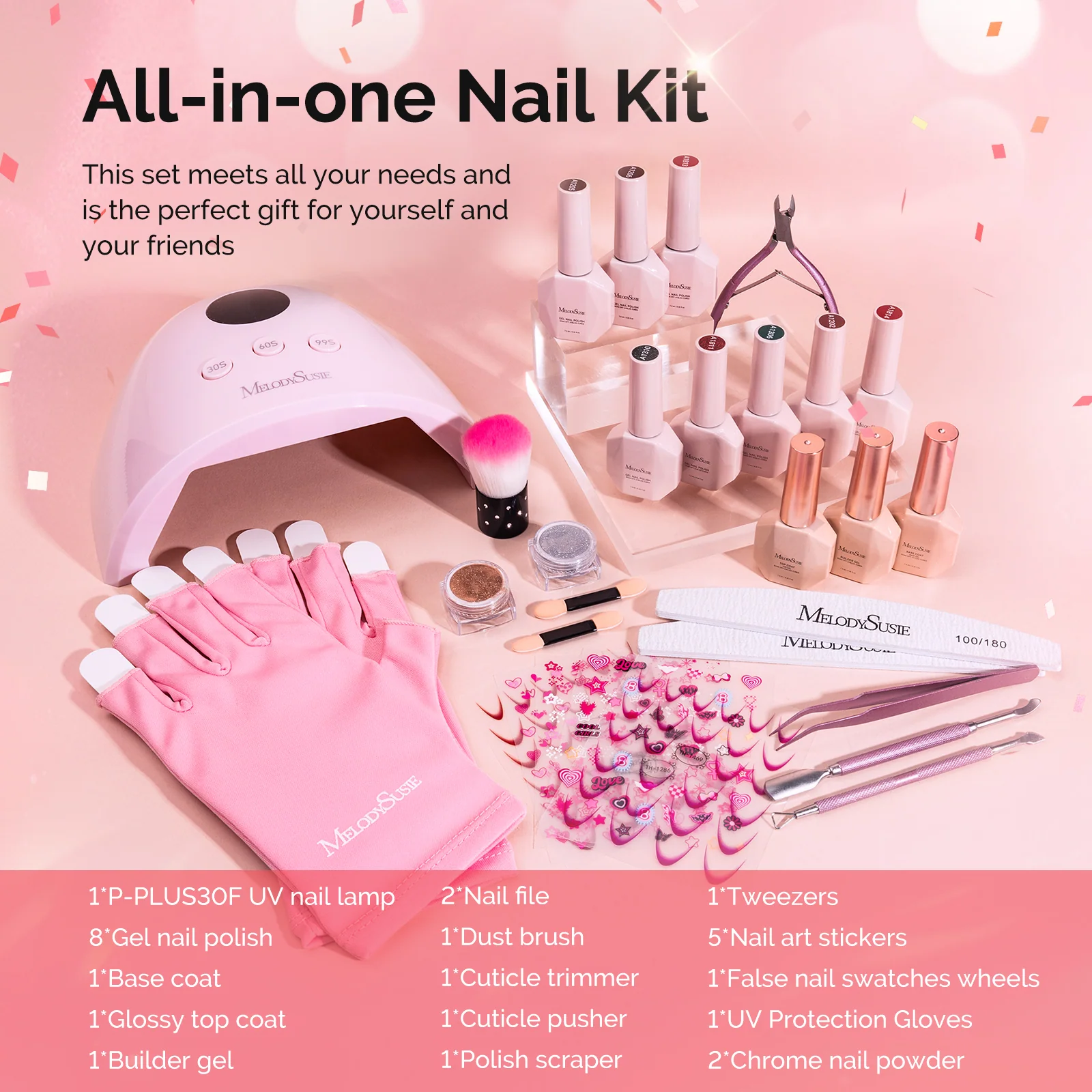 Gel Nail Polish Kit with UV Nail Lamp for Salon-Style Nails at Home