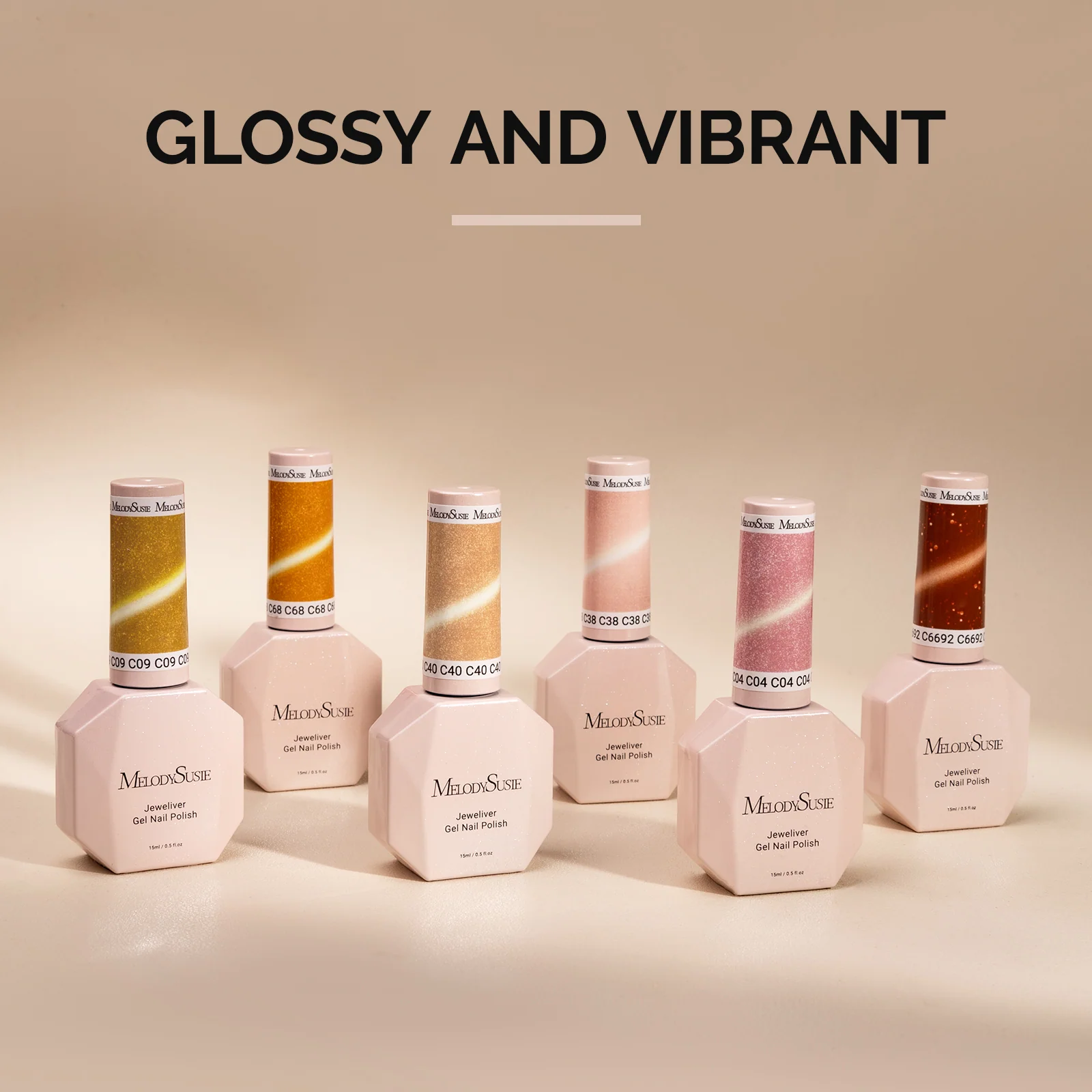 6 Colors Jeweliver Cat Eye Gel Nail Polish Set 0.5 fl oz/15ml - Yellow