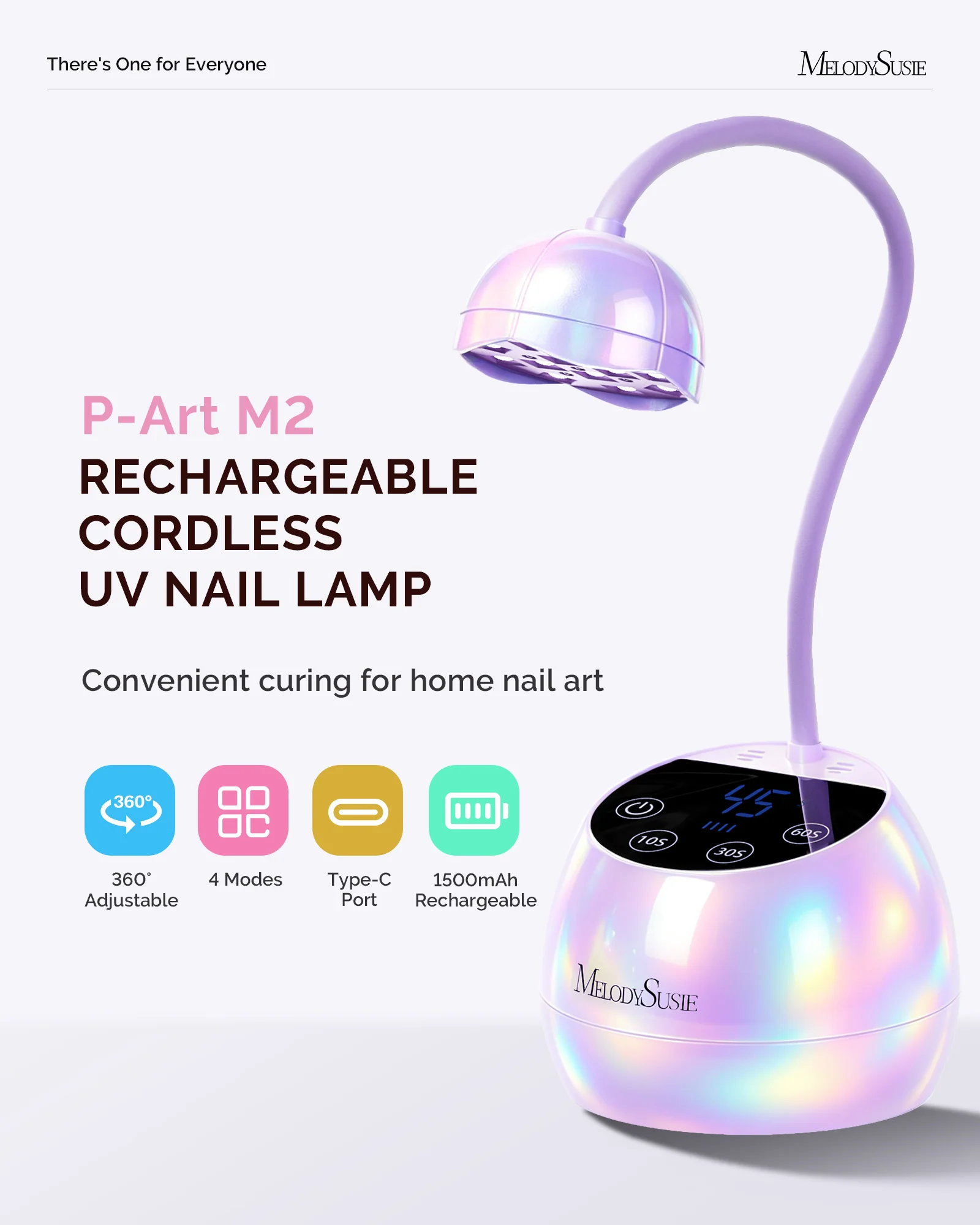 P-ArtM2 Gooseneck Cordless UV Nail Lamp in Pearl Purple
