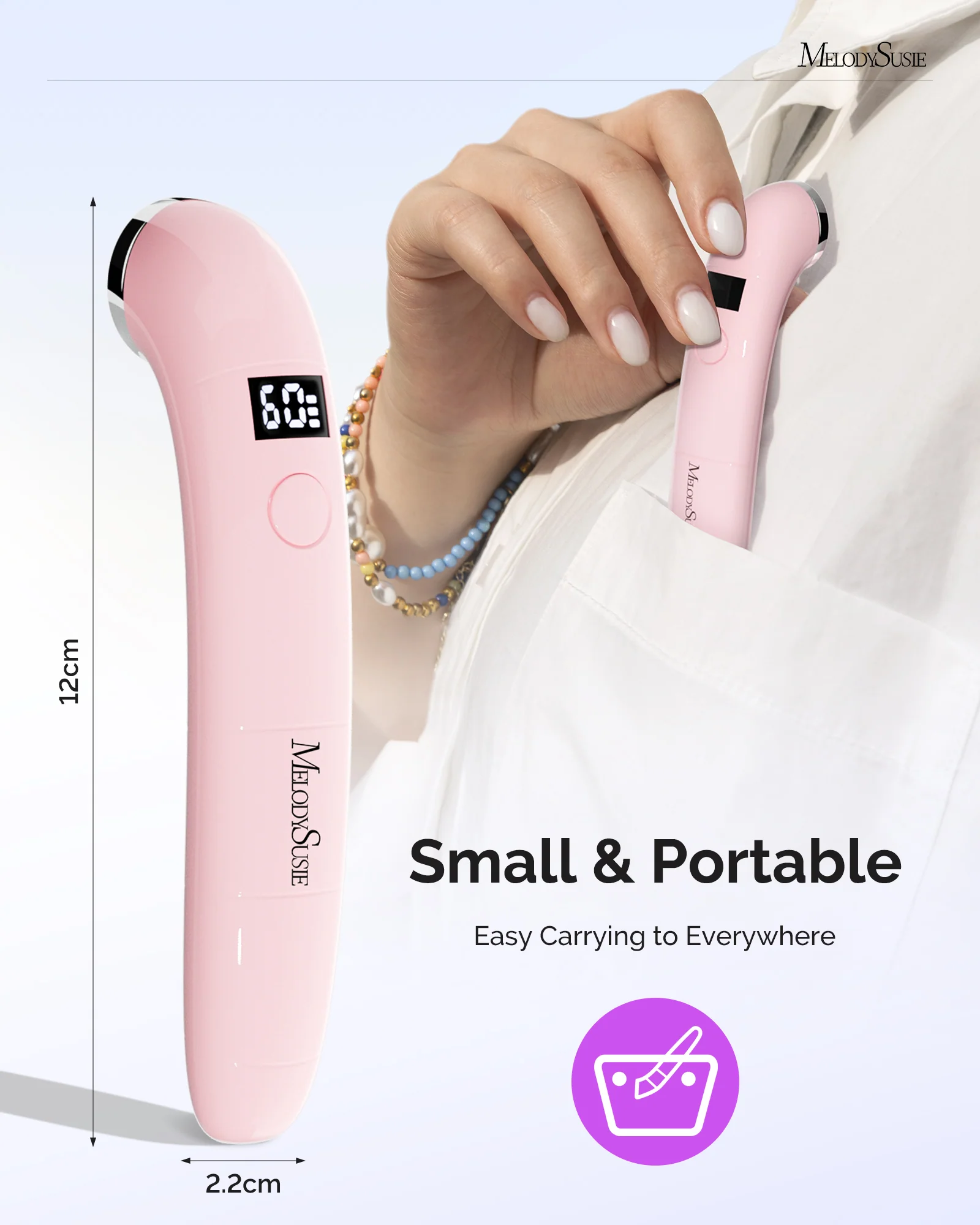 P-ART01A Rechargeable LED/UV Nail Lamp in Pink