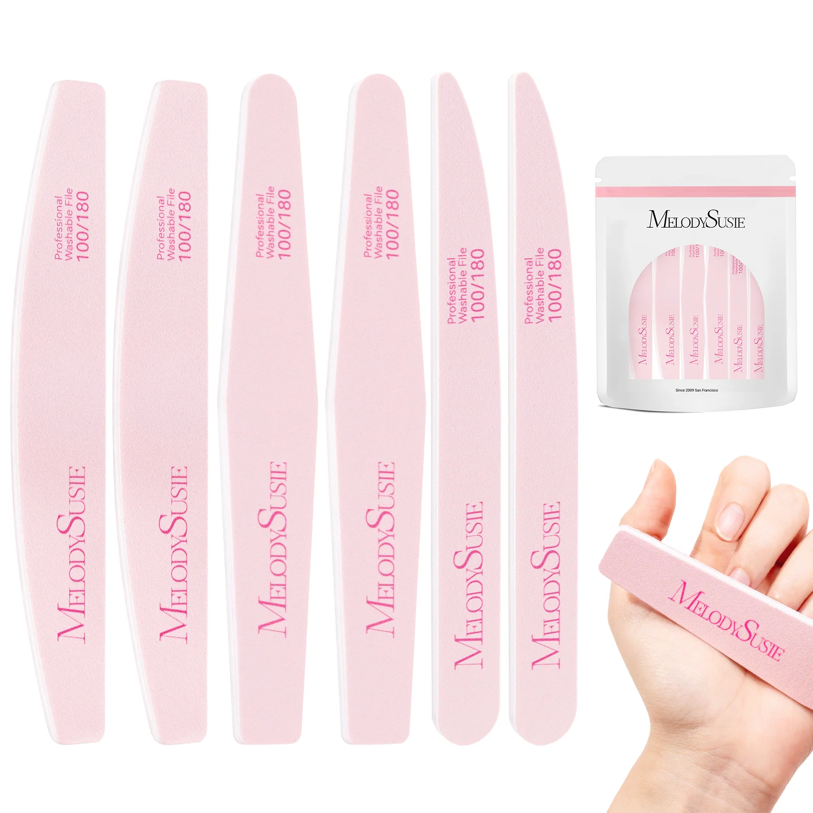 MelodySusie Dual-Sided Nail Files and Buffers Set, 6 Pieces