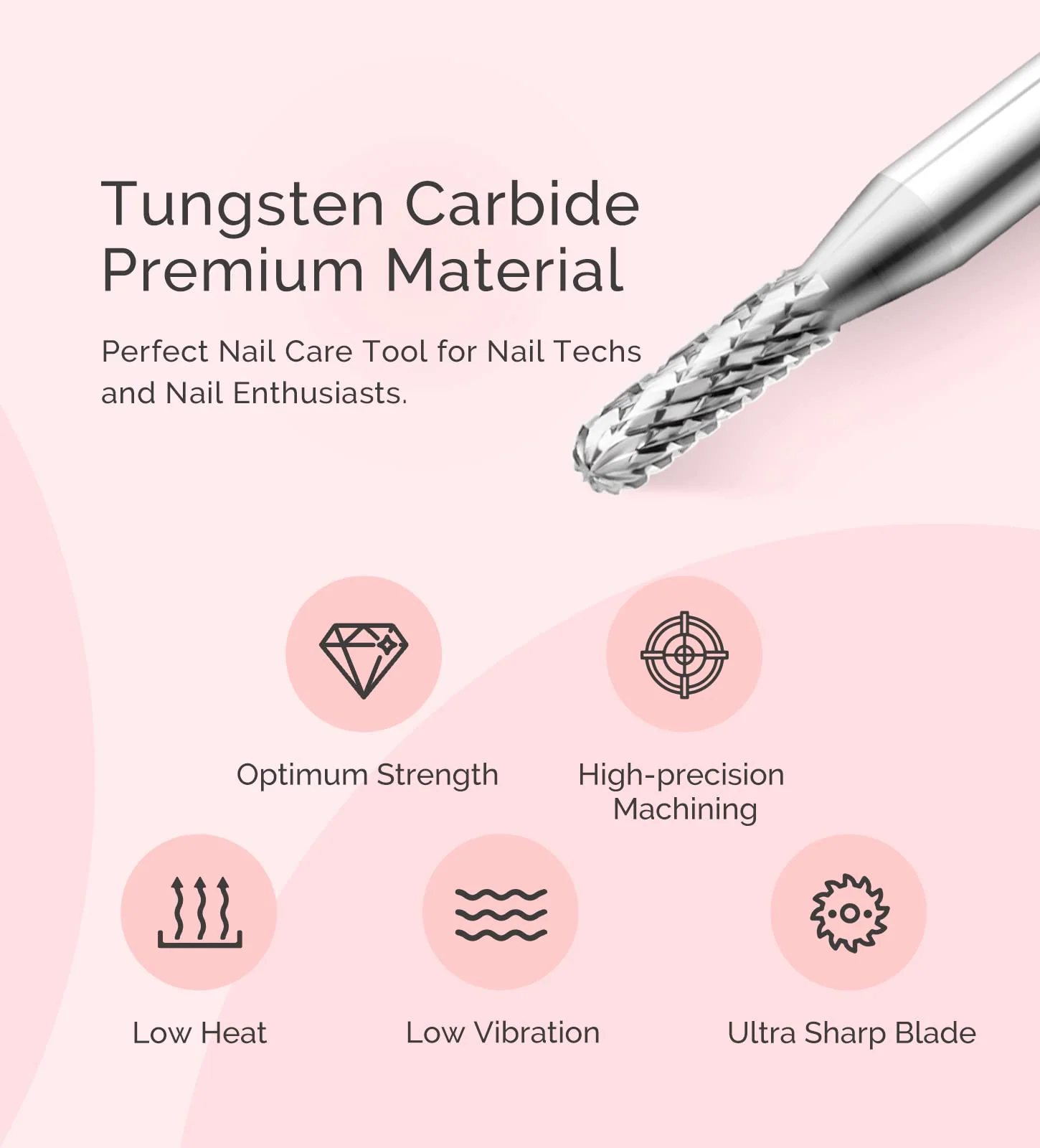 Small Round Barrel Tungsten Carbide Nail Drill Bit for Cuticle Prep
