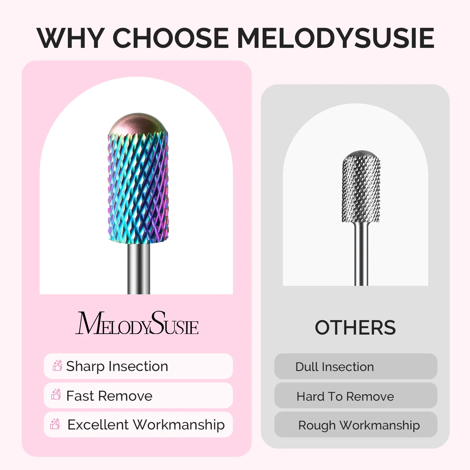 Melodysusie 10件套钨钢与陶瓷美甲打磨头套装