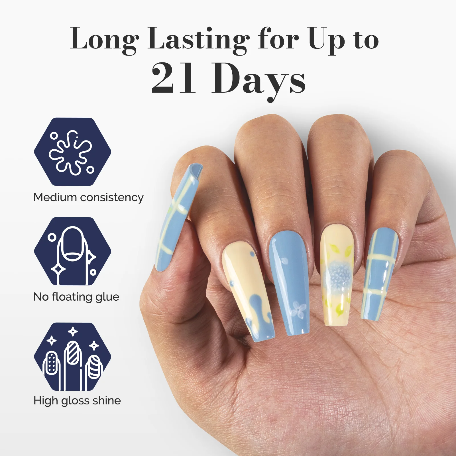 LED/UV Nail Lamps & Nail Drill Bits | MelodySusie HEMA-Free & HPMA-Free & TPO-Free 甲油胶 2支 Pale Yellow&Gray Blue-P09+P32