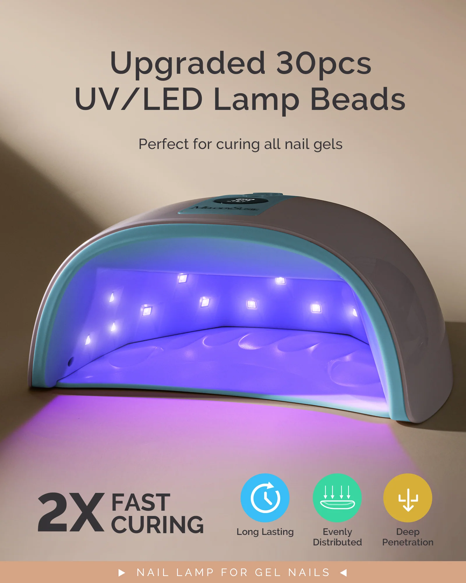 P-PLUS30G 充电式无线 UV/LED 美甲灯 - 蓝色