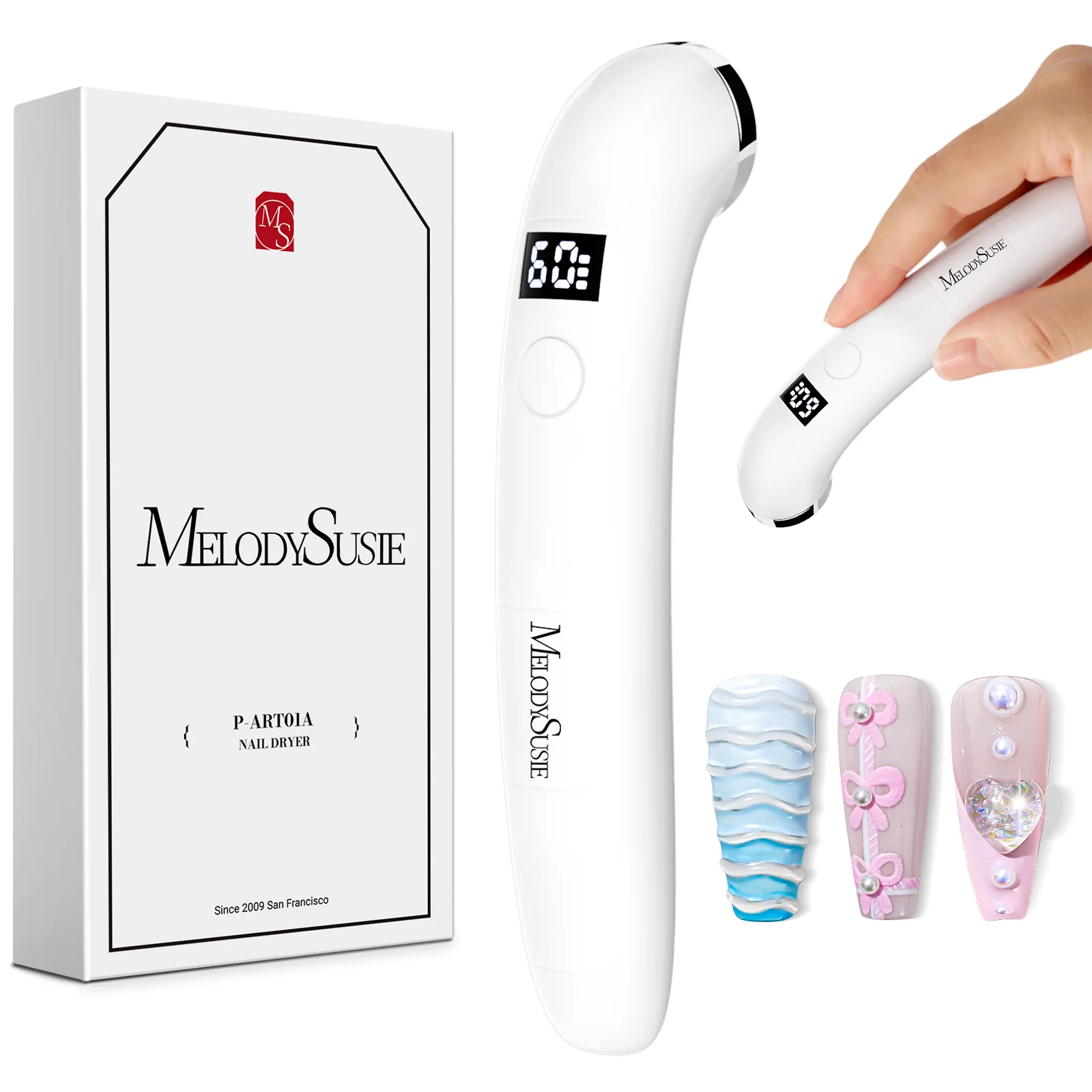 P-ART01A Rechargeable LED/UV Mini Nail Lamp in White