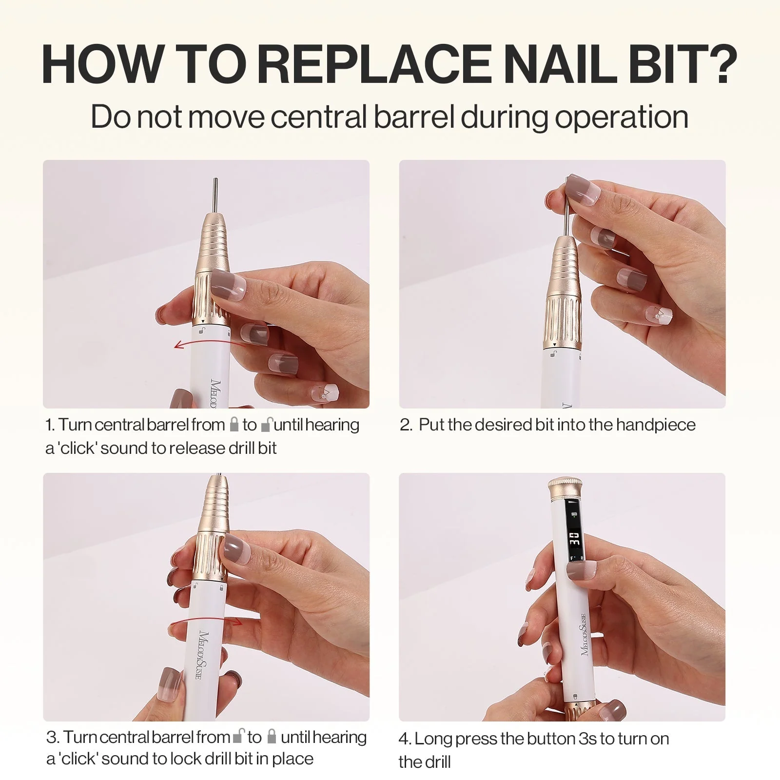 SP1(SM220E) Pen-Shaped Rechargeable Nail Drill 30,000RPM - Dust-Free Kit