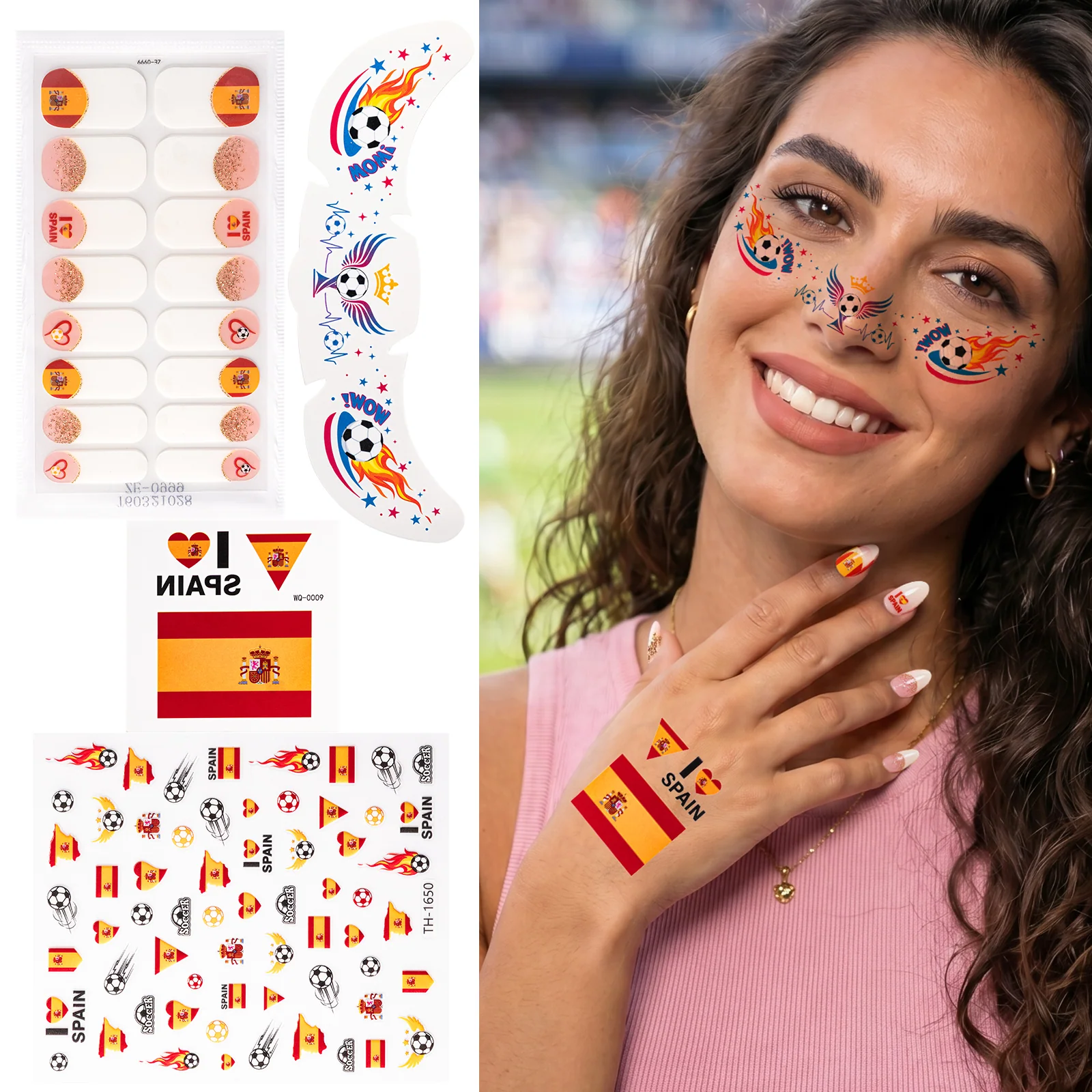 Gameday FanGlow Kit World Cup Soccer Flag Nail Strips and Face Tattoos