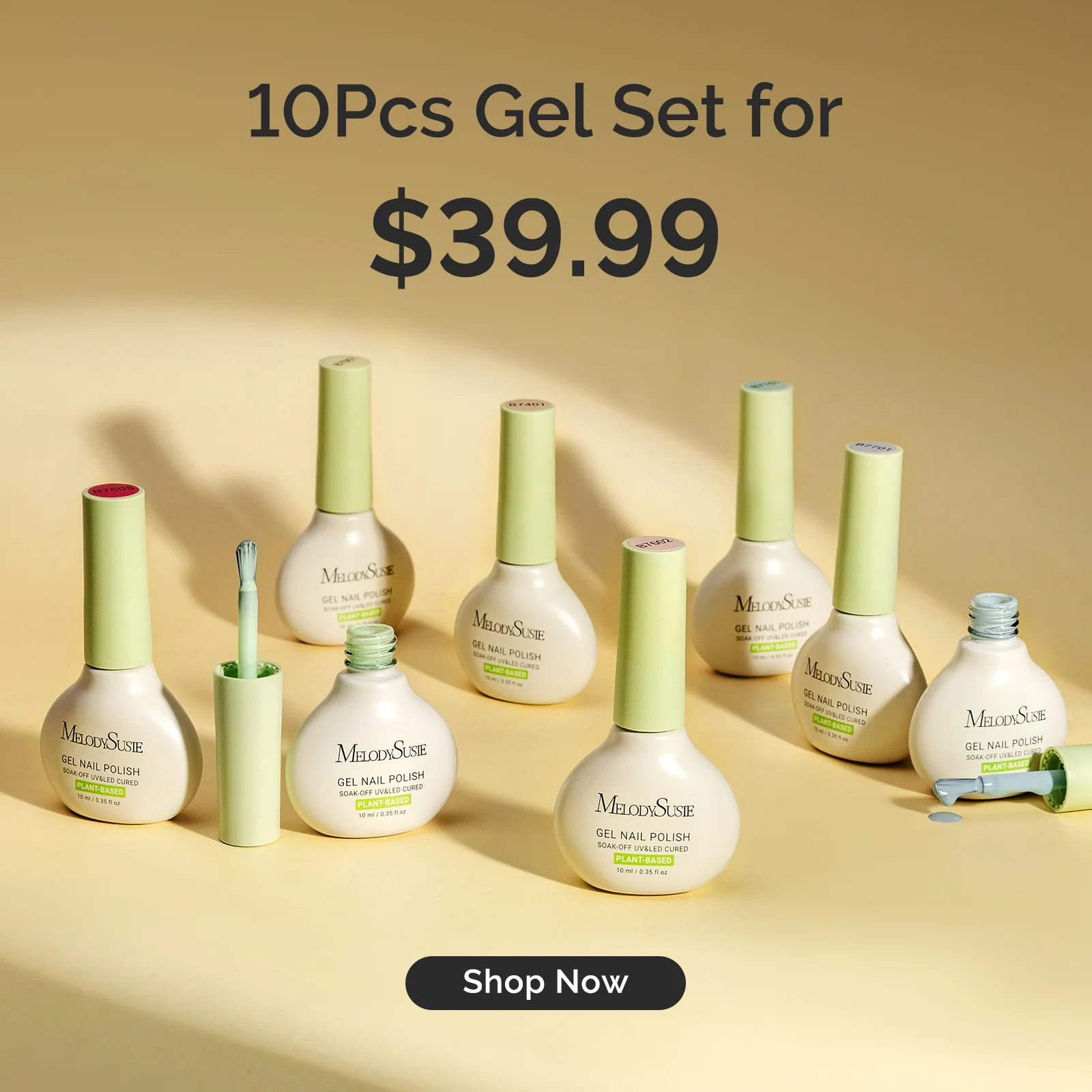 Sweet Scent Plant-Based Gel Nail Polish 10ml - 10Pcs