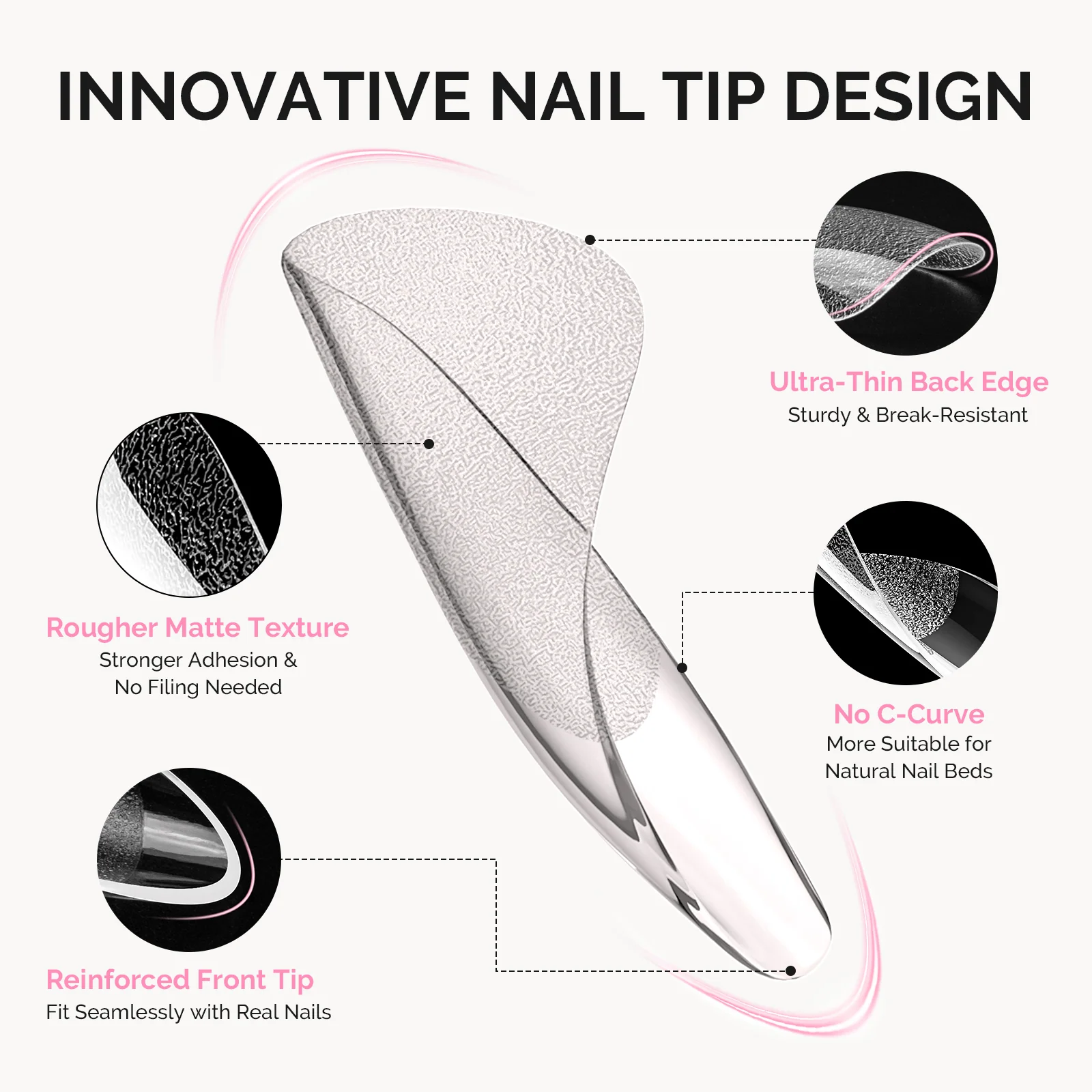 All-in-One Press-On Toenails Kit with Nail Tips and Application Tools