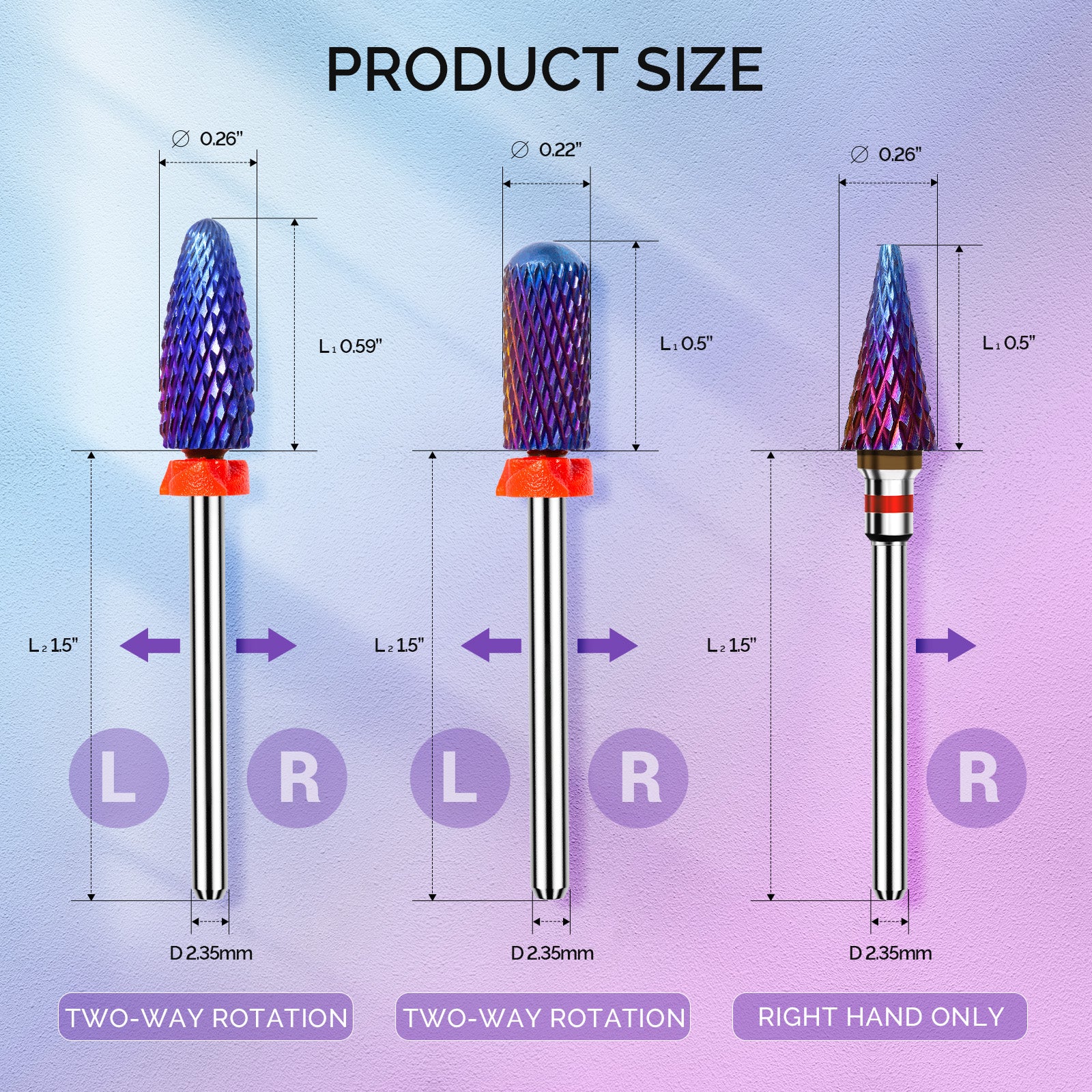 3Pcs Carbide Tungsten Nail Drill Bits Set for Electric Drills