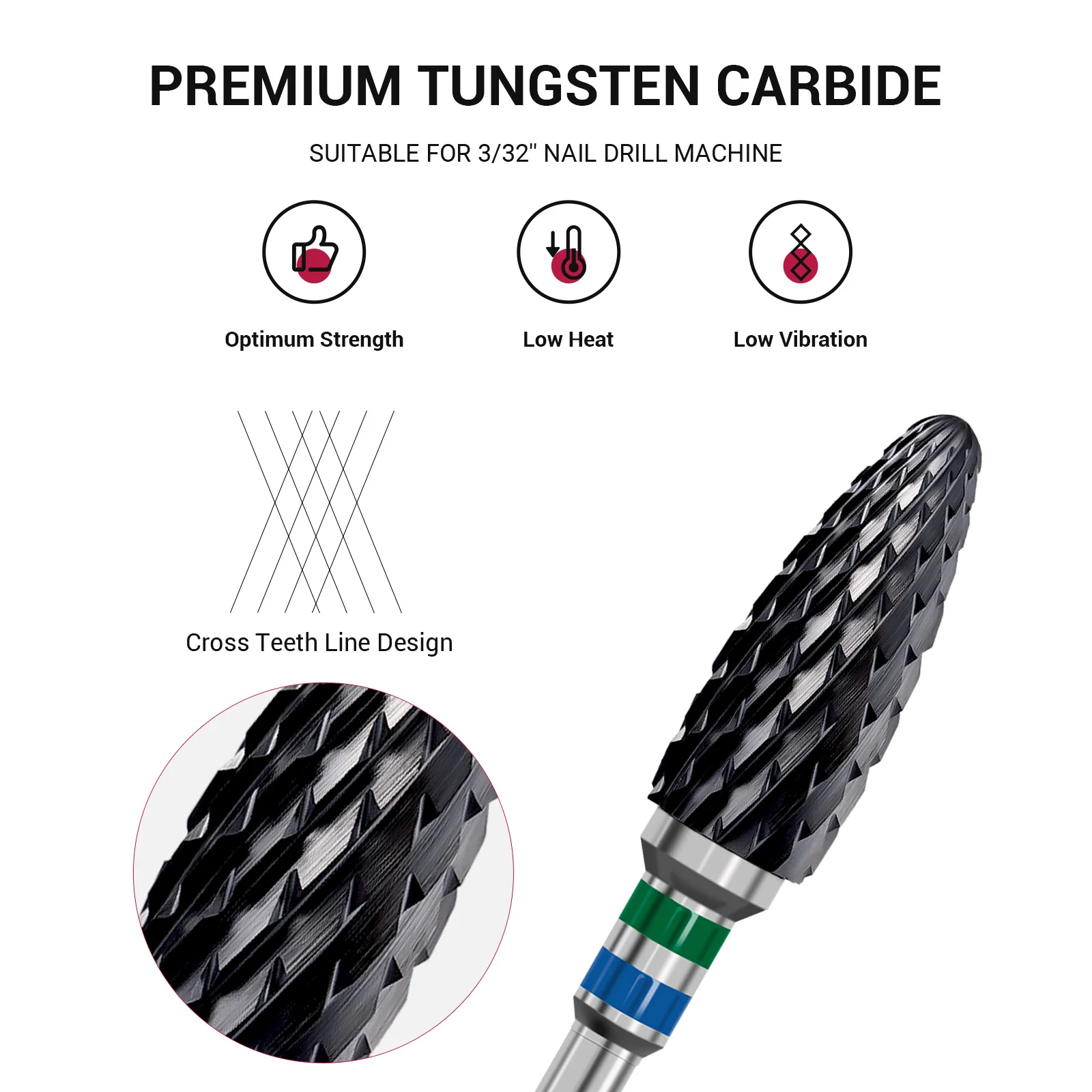 Ceramic Nail Drill Bit Black for Gel and Acrylic Removal