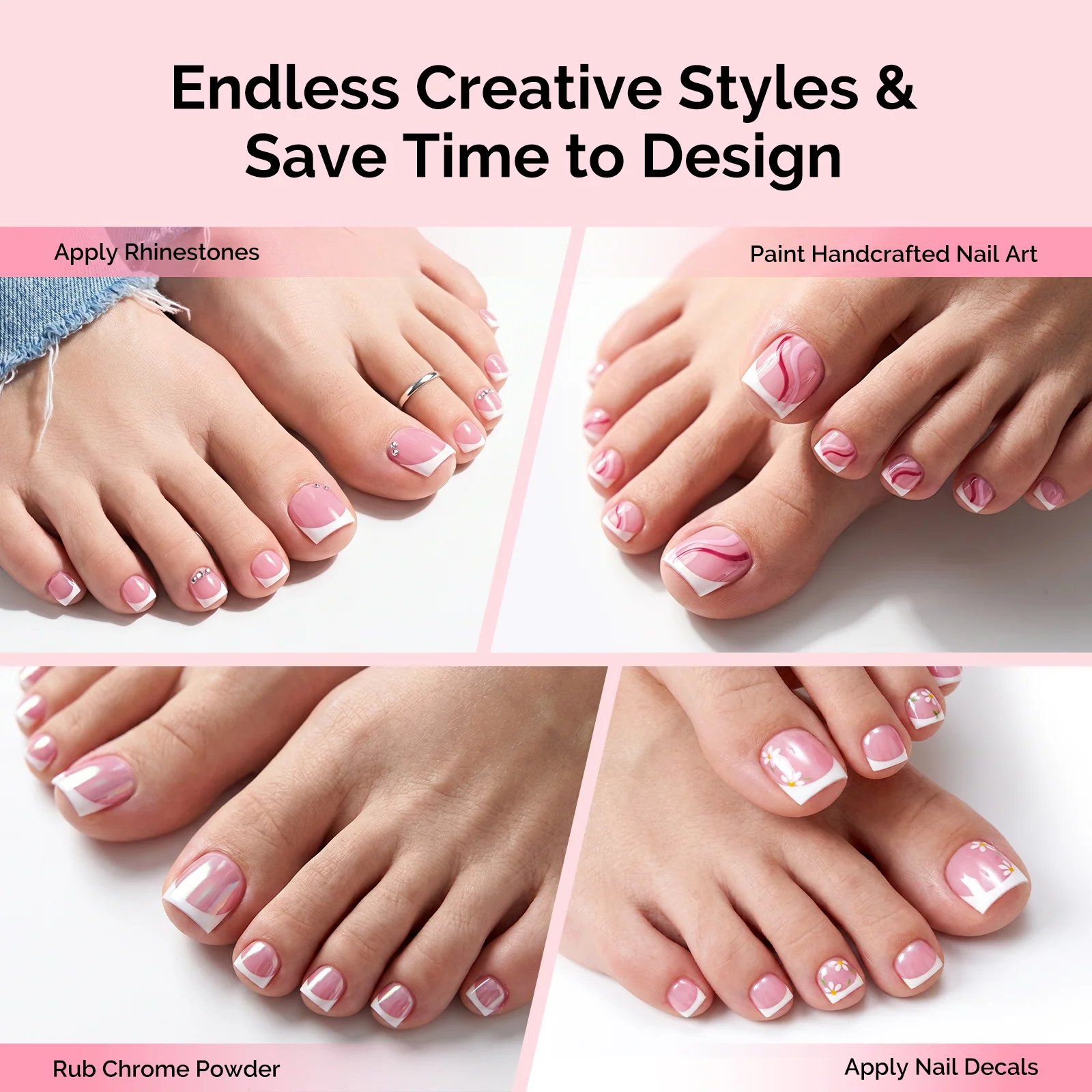 All-in-One Press-On Toenails Kit with Nail Tips and Application Tools