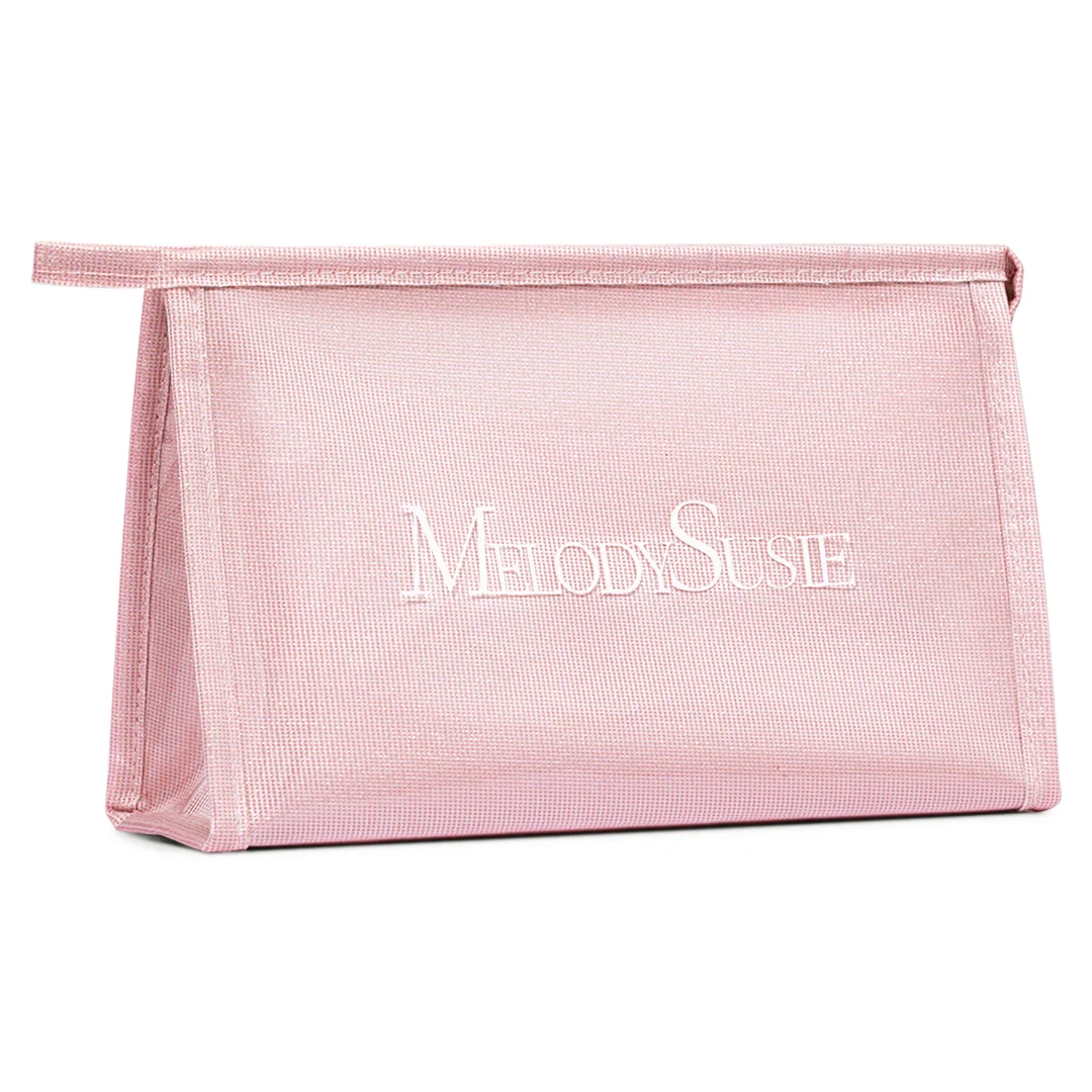 Pink Glitter Nail Tool Storage Bag with Zipper for Travel