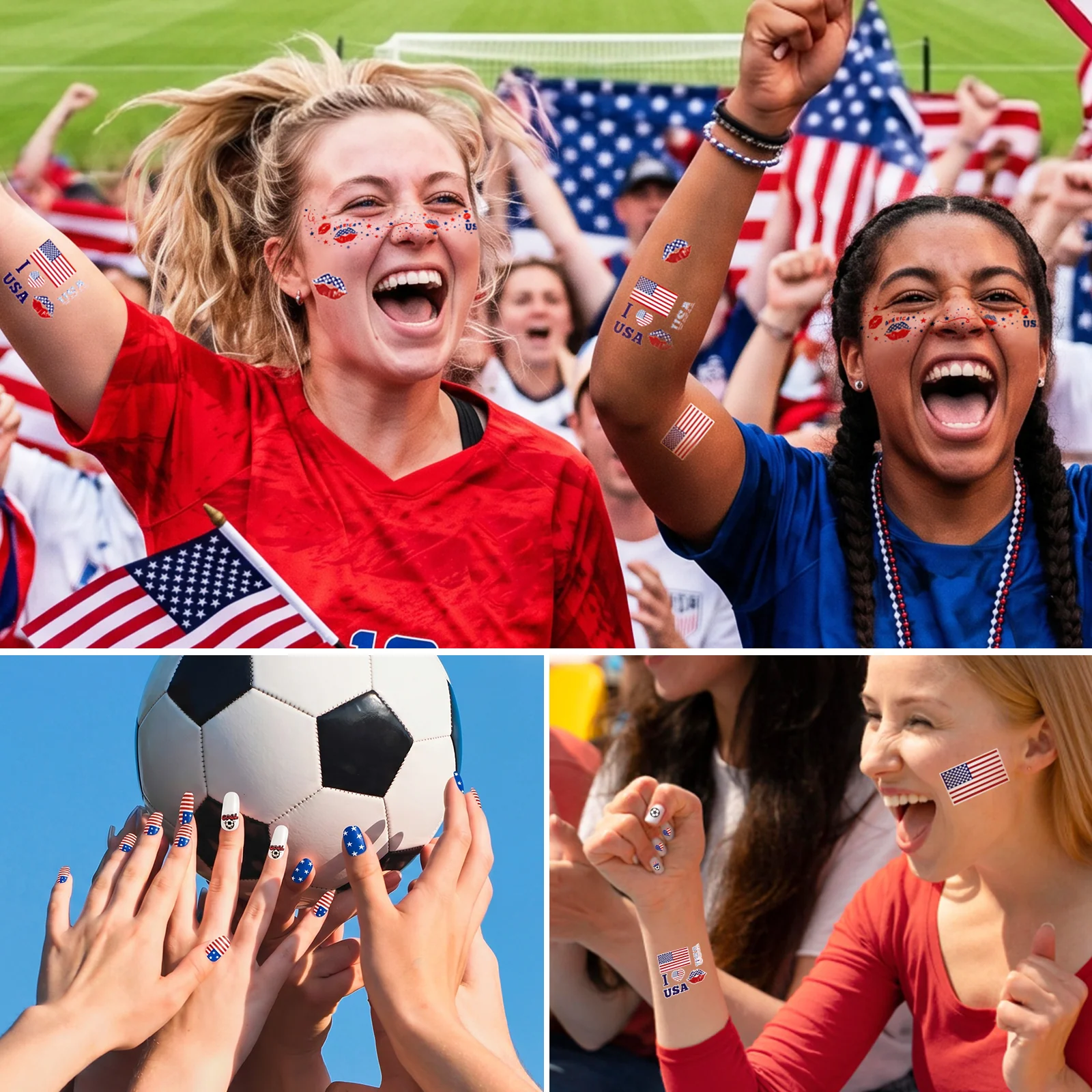 Gameday FanGlow Kit World Cup Soccer Flag Nail Strips and Face Tattoos