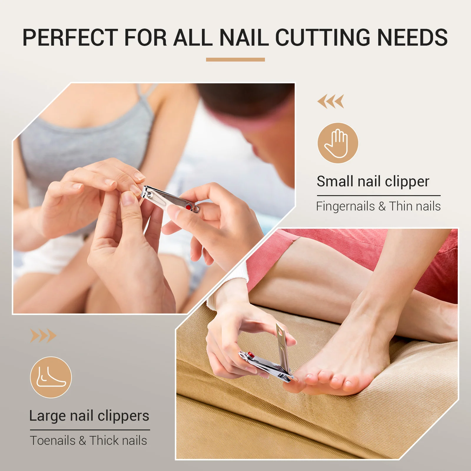 Melodysusie Stainless Steel Nail Clippers 3 in 1 Kit in Champagne