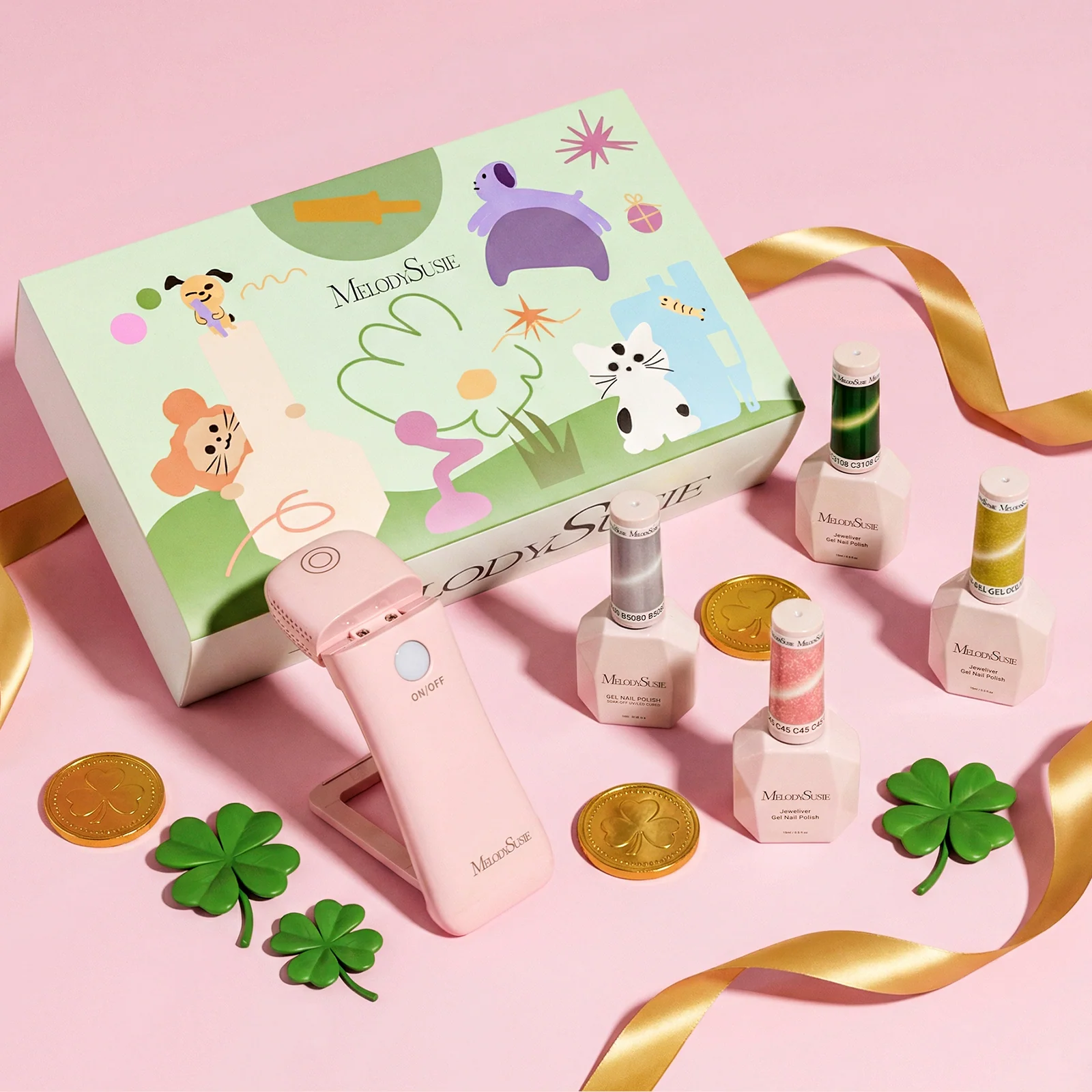 St. Patrick's Day Cat Eye Gel Nail Polish Gift Box with 6 Colors